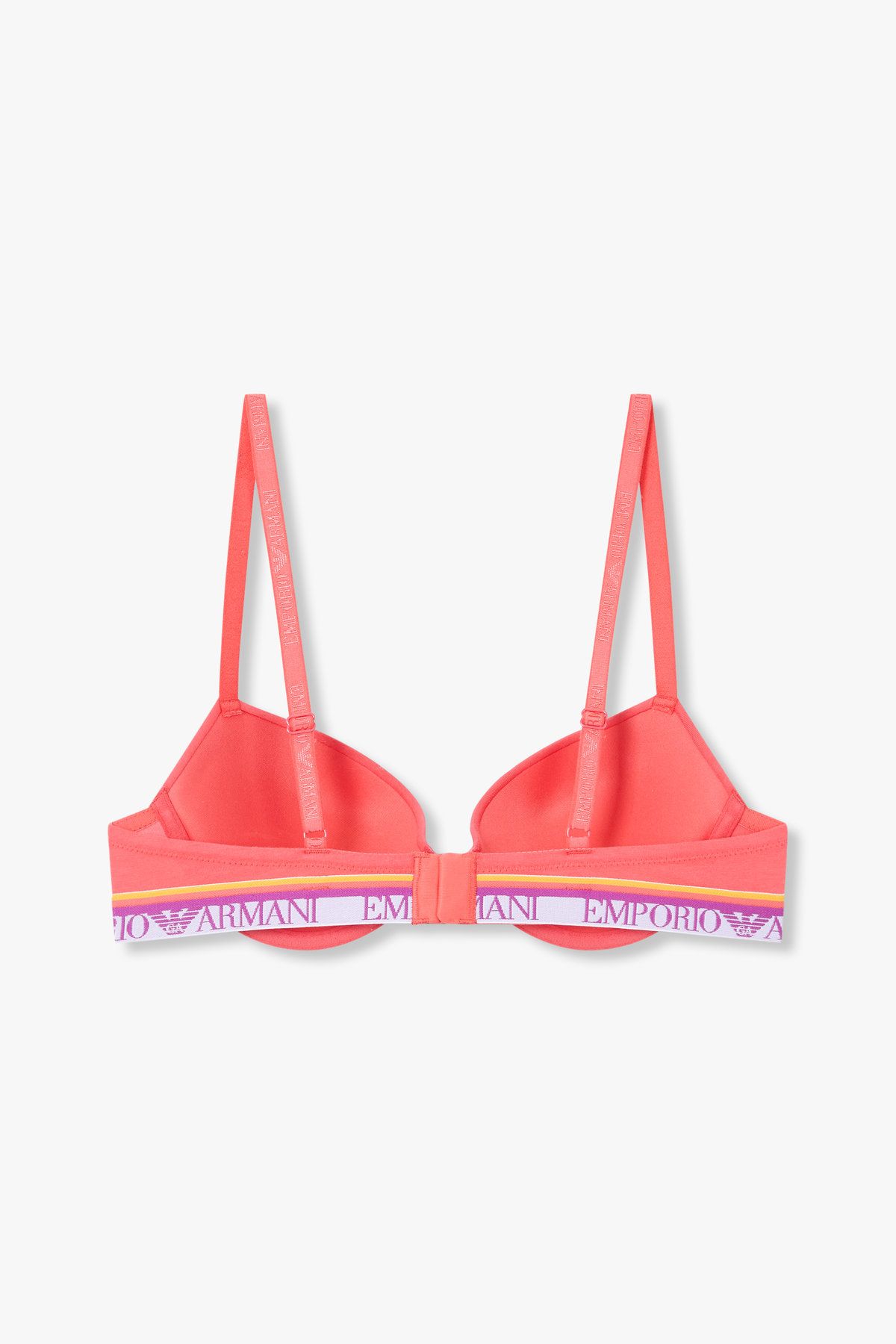 엠포리오 아르마니 언더웨어(EMPORIO ARMANI UNDERWEAR) 여성 스트라이프 로고 밴딩 푸쉬업 브라_코랄 핑크 0825185523
