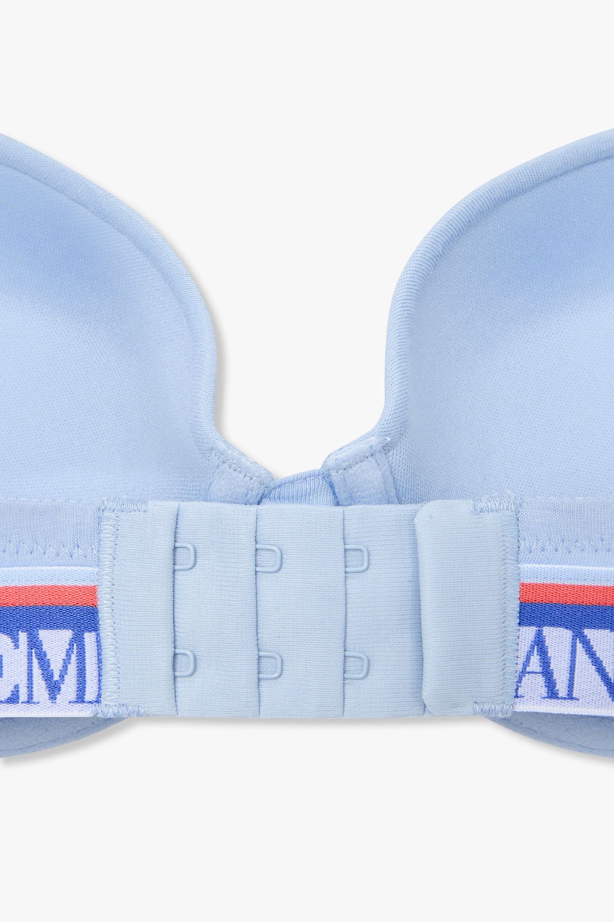 엠포리오 아르마니 언더웨어(EMPORIO ARMANI UNDERWEAR) 여성 스트라이프 로고 밴딩 푸쉬업 브라_라이트 블루 0825185524
