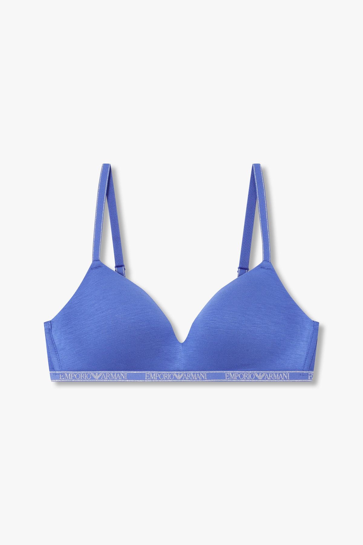 엠포리오 아르마니 언더웨어(EMPORIO ARMANI UNDERWEAR) 여성 메탈릭 로고 패디드 트라이앵글 브라_로얄 블루 0825181535