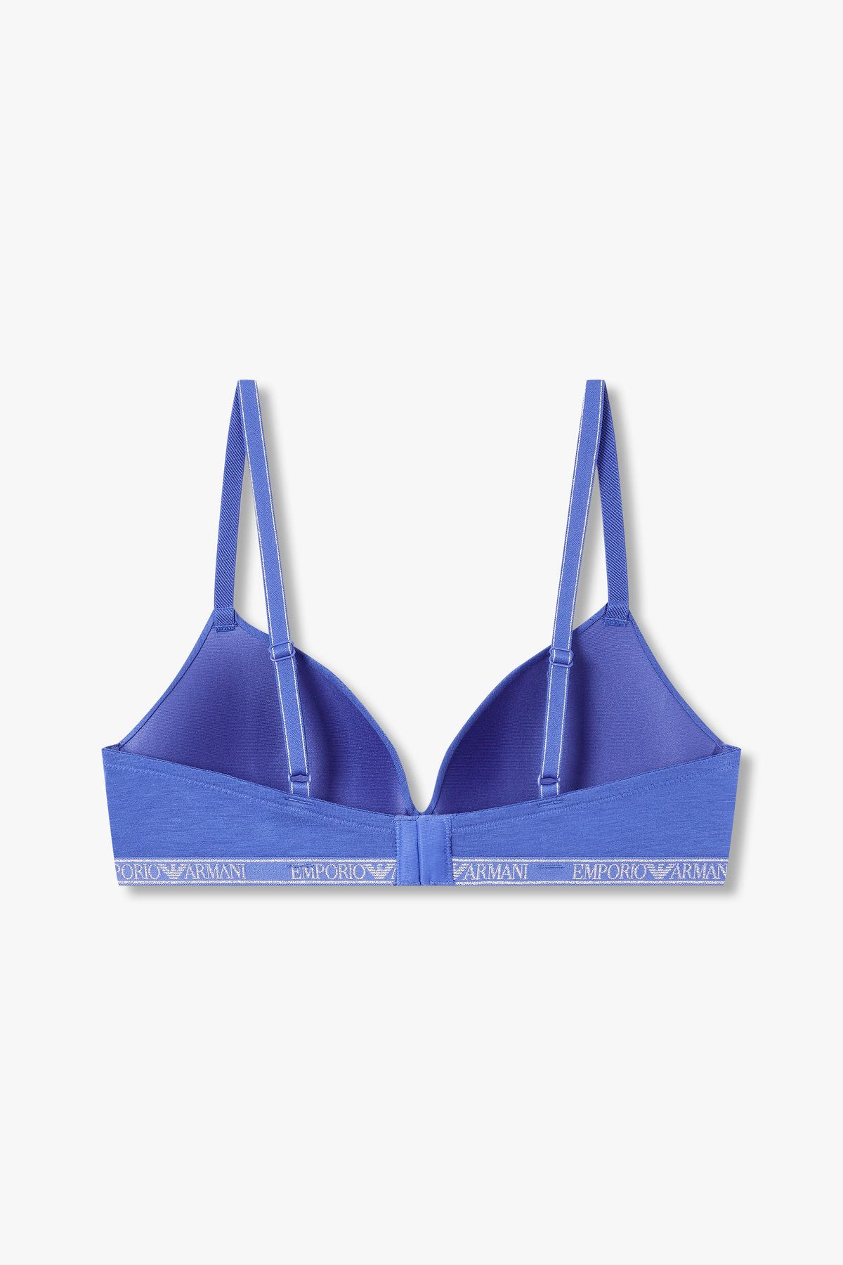 엠포리오 아르마니 언더웨어(EMPORIO ARMANI UNDERWEAR) 여성 메탈릭 로고 패디드 트라이앵글 브라_로얄 블루 0825181535
