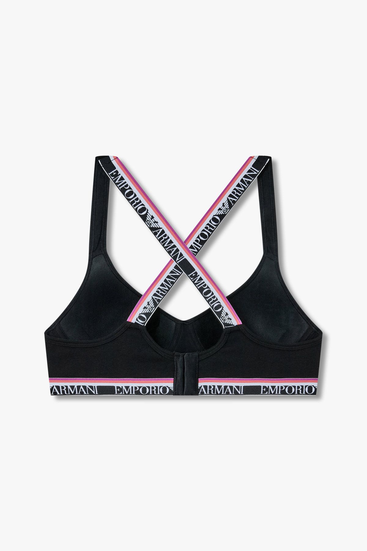엠포리오 아르마니 언더웨어(EMPORIO ARMANI UNDERWEAR) 여성 스트라이프 밴딩 크로스 스트랩 브라_블랙 0825181528