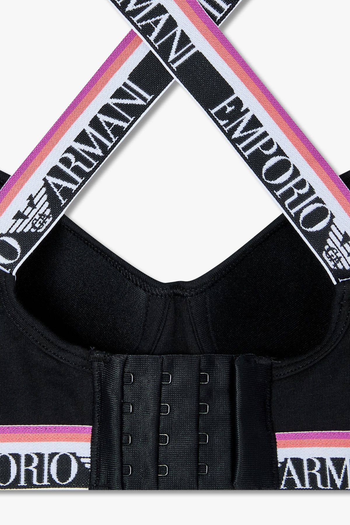 엠포리오 아르마니 언더웨어(EMPORIO ARMANI UNDERWEAR) 여성 스트라이프 밴딩 크로스 스트랩 브라_블랙 0825181528