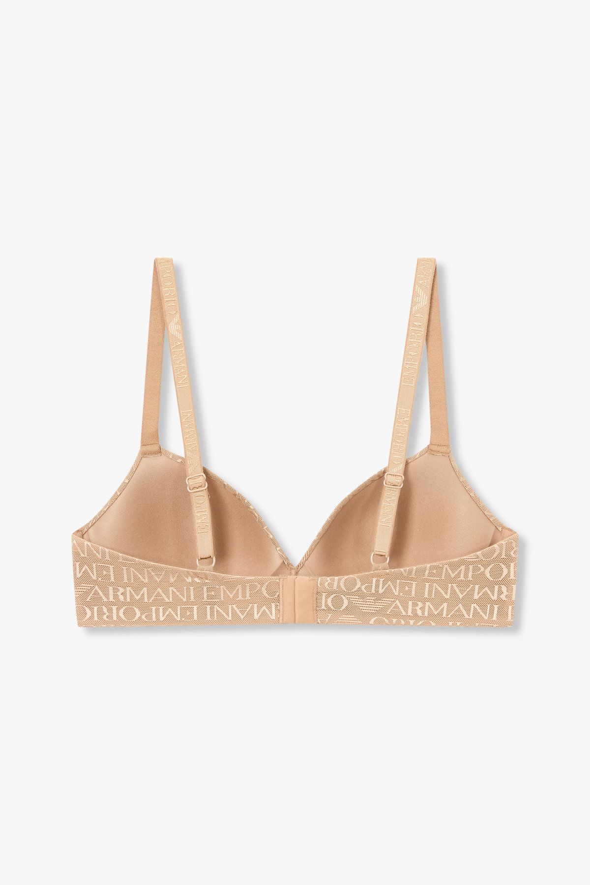 엠포리오 아르마니 언더웨어(EMPORIO ARMANI UNDERWEAR) 여성 로고 메쉬 패디드 트라이앵글 브라_브라운 0825181501