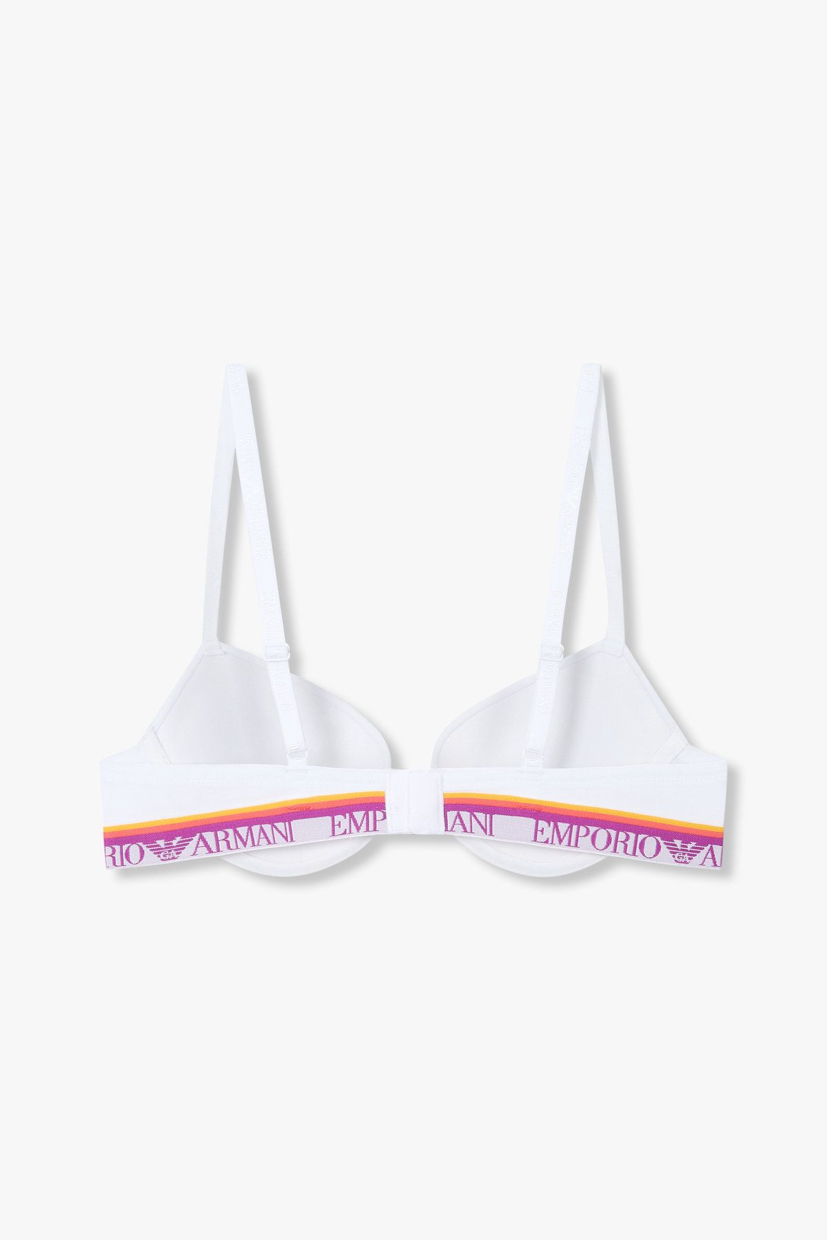 엠포리오 아르마니 언더웨어(EMPORIO ARMANI UNDERWEAR) 여성 스트라이프 로고 밴딩 푸쉬업 브라_화이트 0825185522
