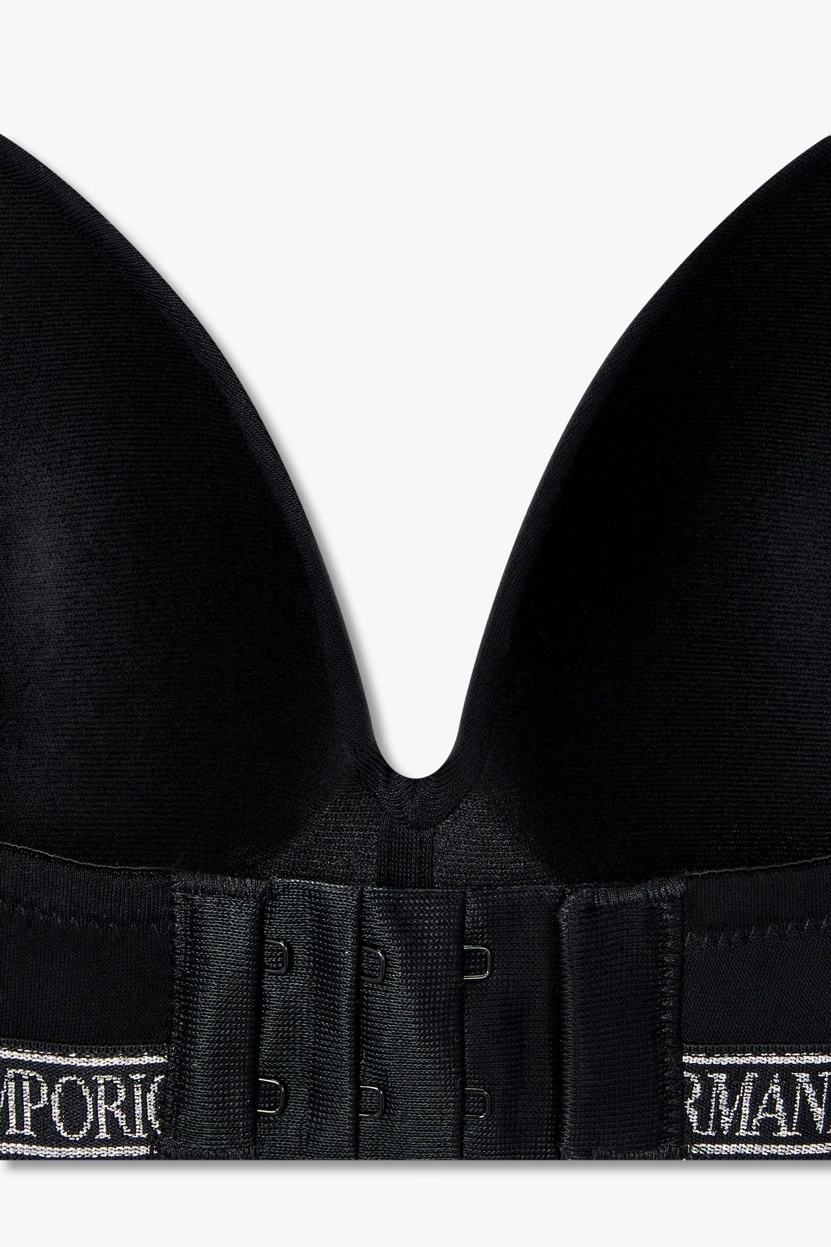 엠포리오 아르마니 언더웨어(EMPORIO ARMANI UNDERWEAR) 여성 메탈릭 로고 패디드 트라이앵글 브라_블랙 0825181536