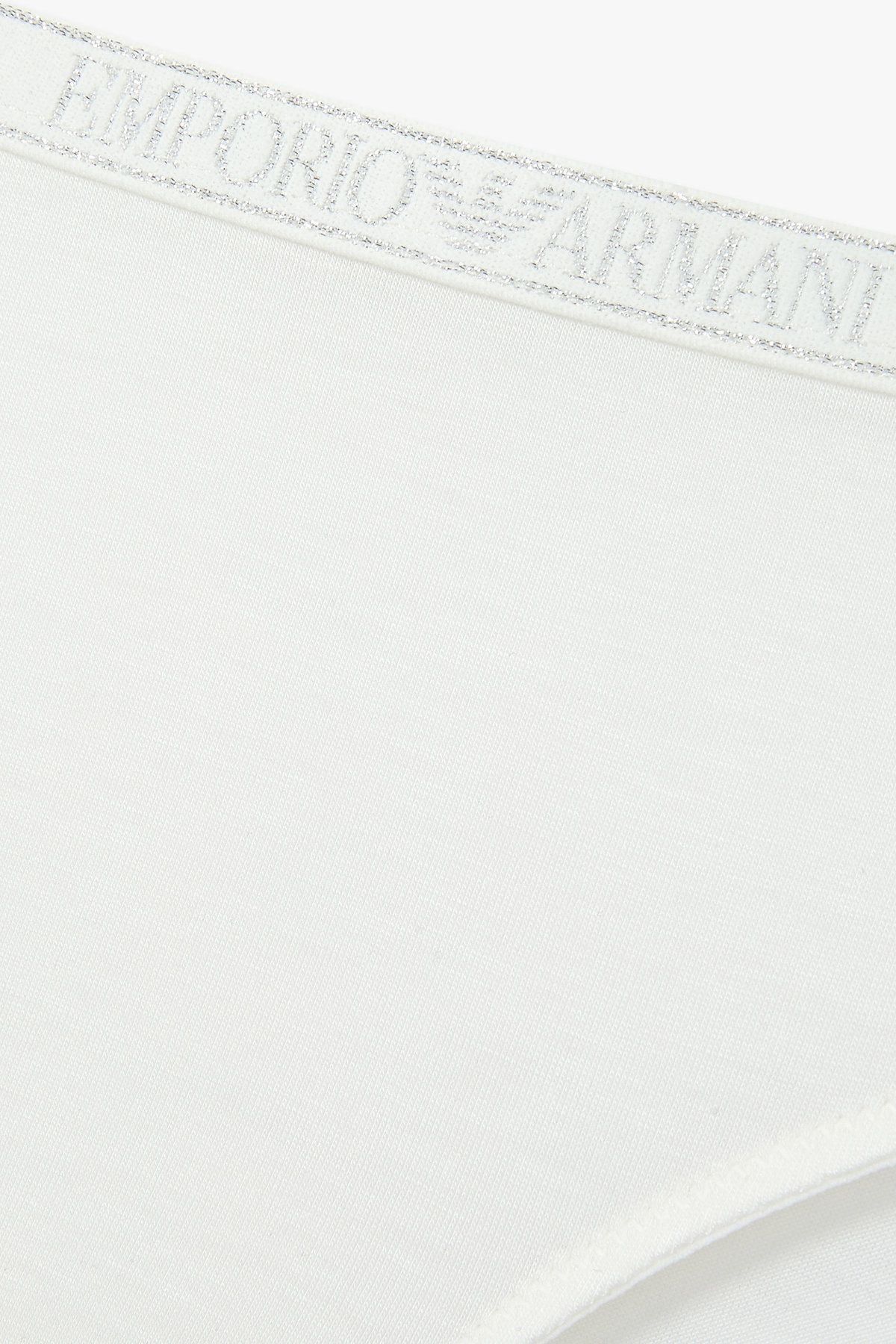 엠포리오 아르마니 언더웨어(EMPORIO ARMANI UNDERWEAR) 여성 메탈릭 로고 밴딩 레이온 브리프_화이트 0825111534