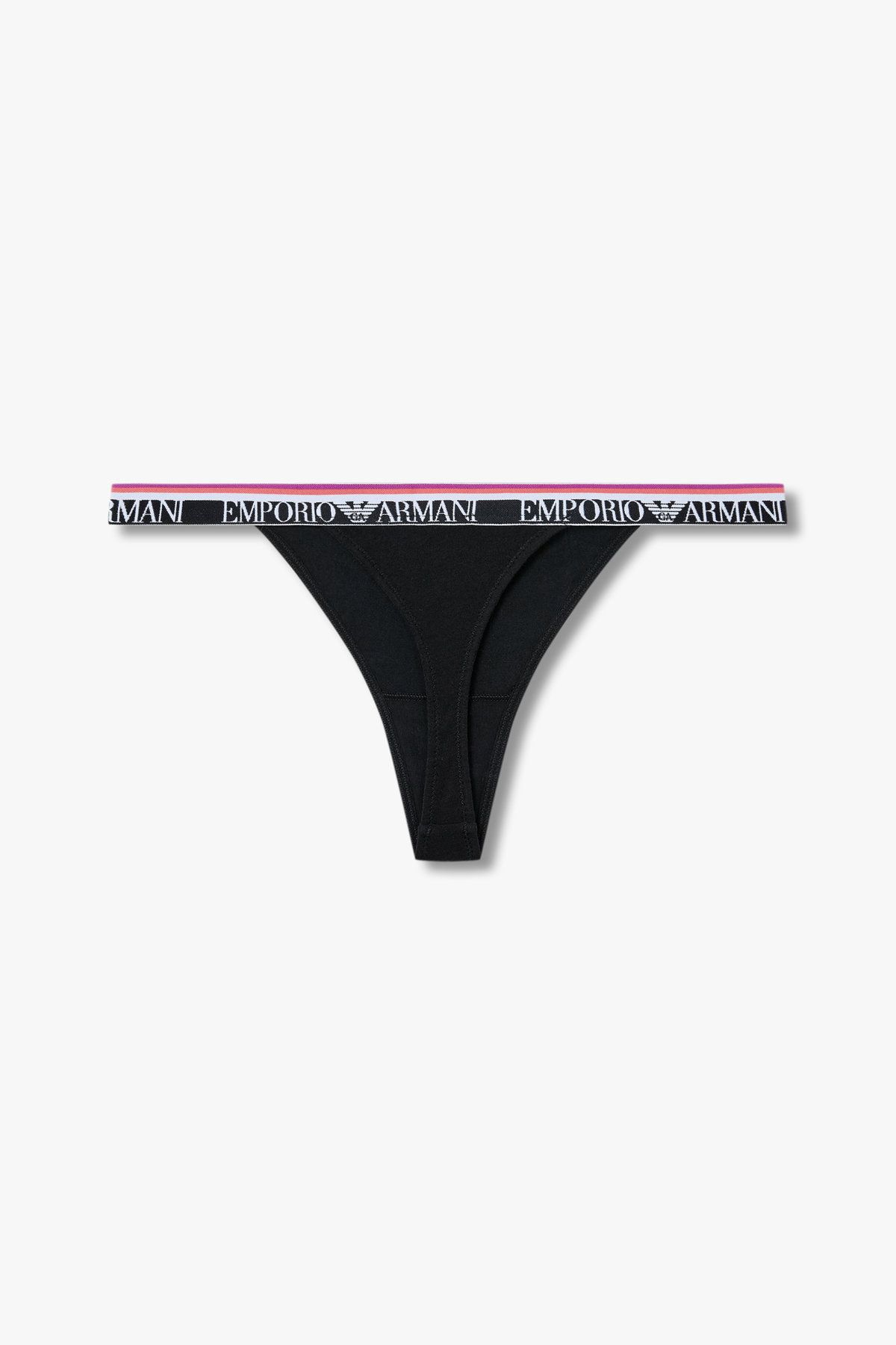 엠포리오 아르마니 언더웨어(EMPORIO ARMANI UNDERWEAR) 여성 스트라이프 밴딩 코튼 티팬티_블랙 0825110525