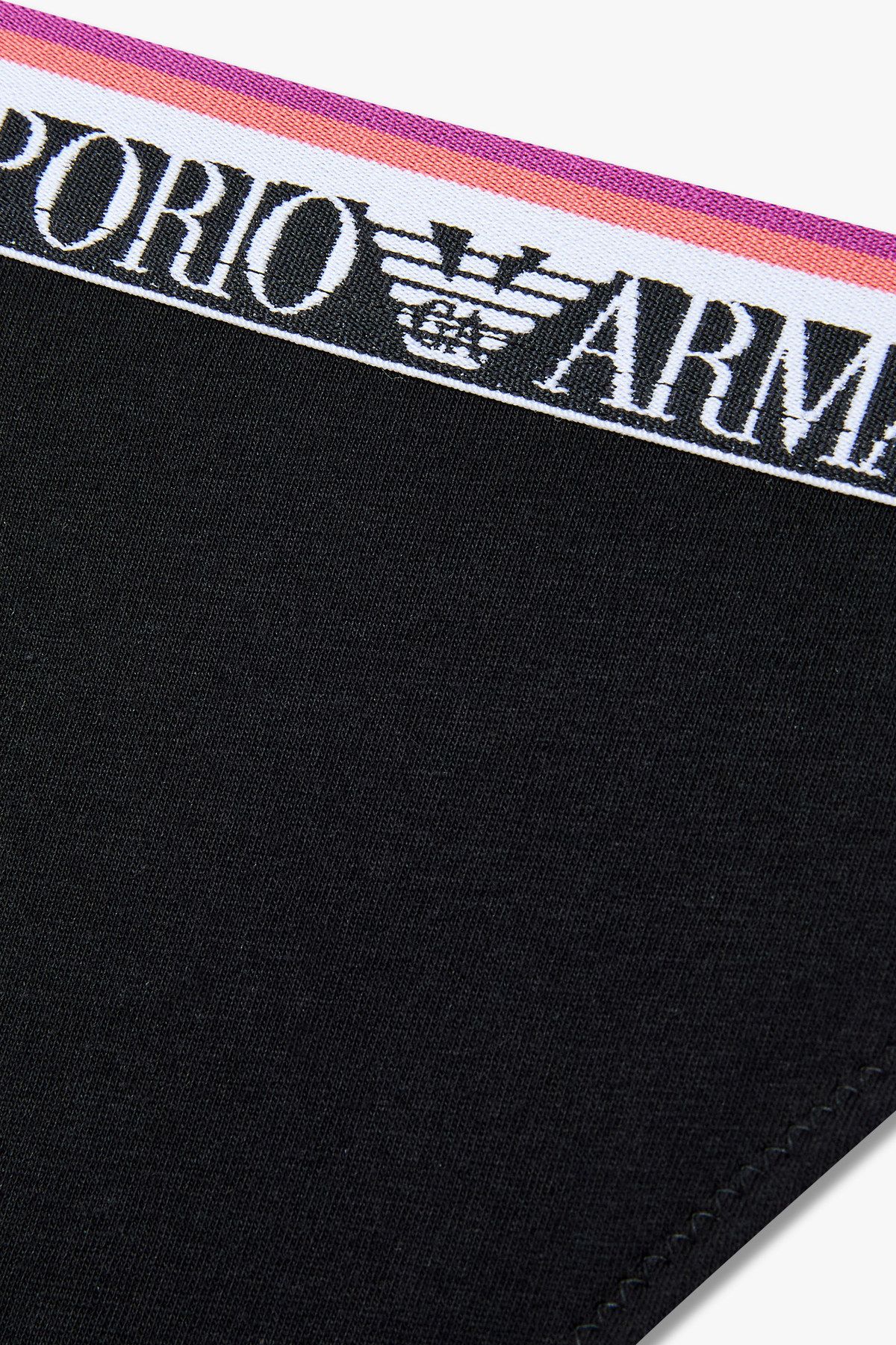 엠포리오 아르마니 언더웨어(EMPORIO ARMANI UNDERWEAR) 여성 스트라이프 밴딩 코튼 티팬티_블랙 0825110525