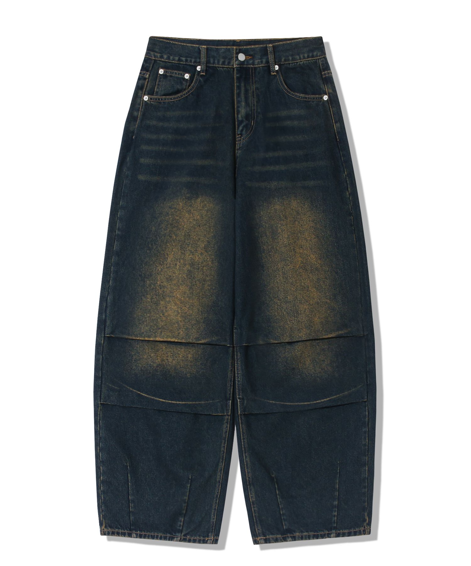 ★人気★【TRILLION】★FRONT WASHING WIDE DENIM PANT.S★ MUSINSA公式 | TRILLION Front Washing Wide Denim Pants_YELLOW