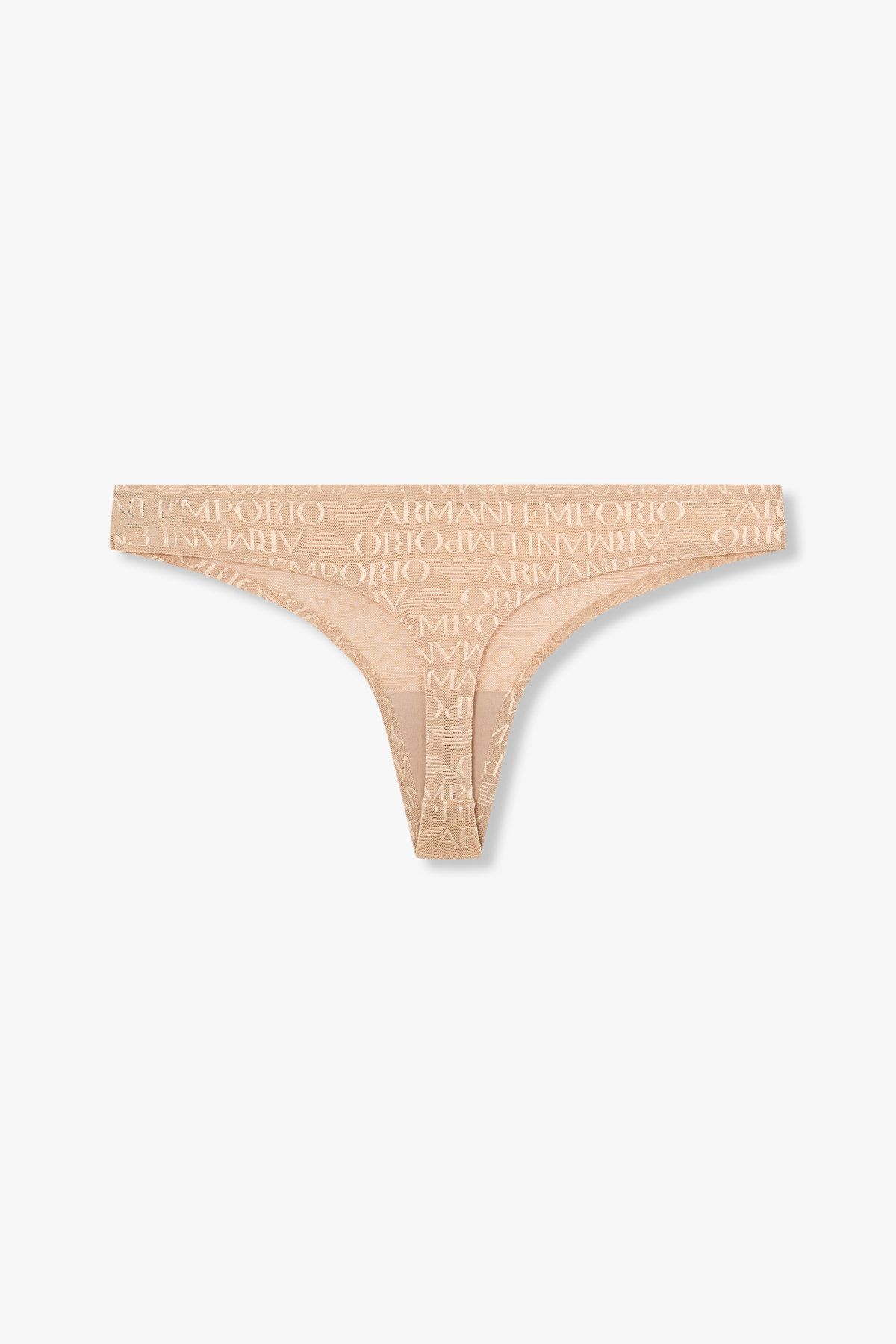 엠포리오 아르마니 언더웨어(EMPORIO ARMANI UNDERWEAR) 여성 로고 엠브로이더리 메쉬 티팬티_브라운 0825110501