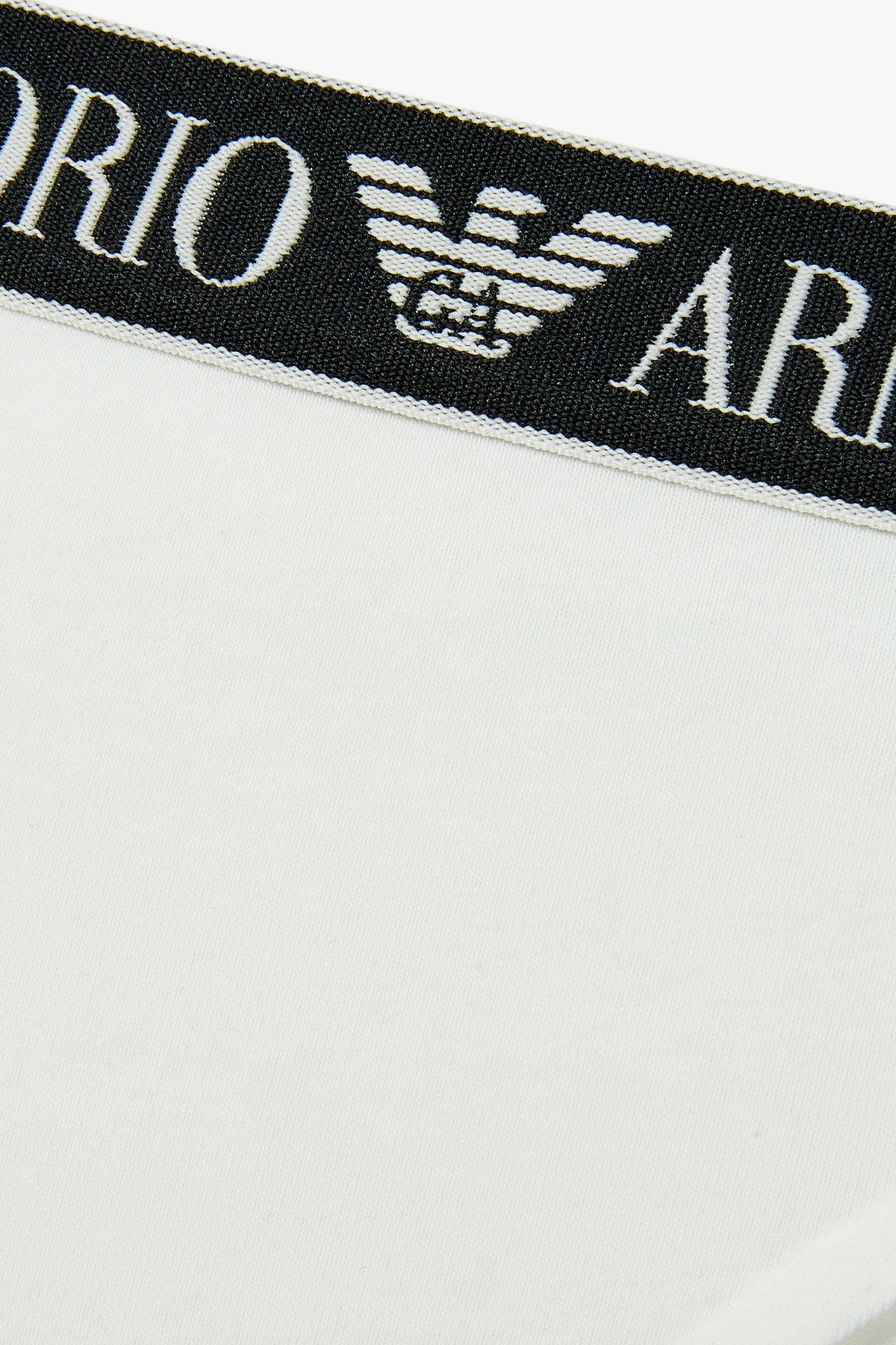 엠포리오 아르마니 언더웨어(EMPORIO ARMANI UNDERWEAR) 여성 라인 로고 밴딩 코튼 브리프_화이트 0825111515
