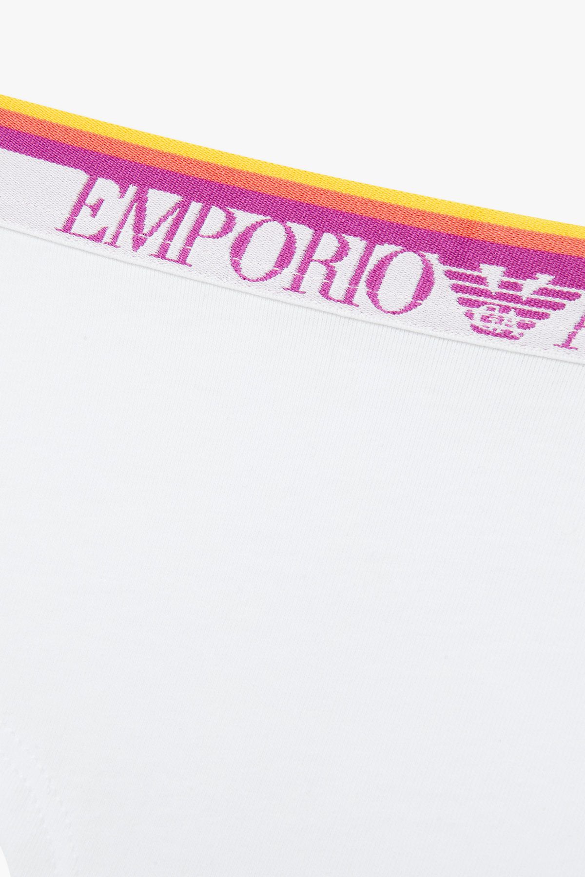 엠포리오 아르마니 언더웨어(EMPORIO ARMANI UNDERWEAR) 여성 스트라이프 밴딩 코튼 치키 팬츠_화이트 0825112522
