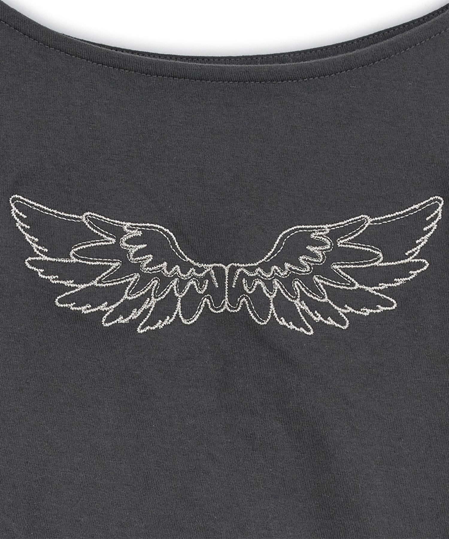 MUSINSA | HUG YOUR SKIN Angel Wing Top (Charcoal)