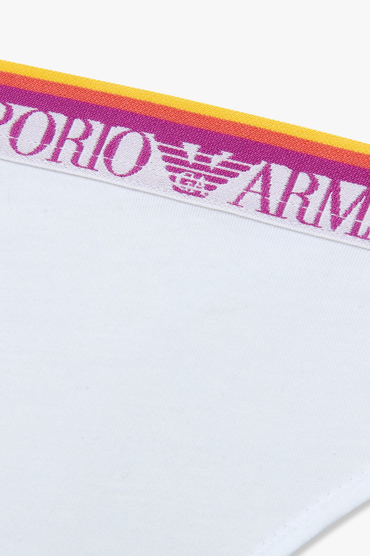 엠포리오 아르마니 언더웨어(EMPORIO ARMANI UNDERWEAR) 여성 스트라이프 밴딩 코튼 티팬티_화이트 0825110522