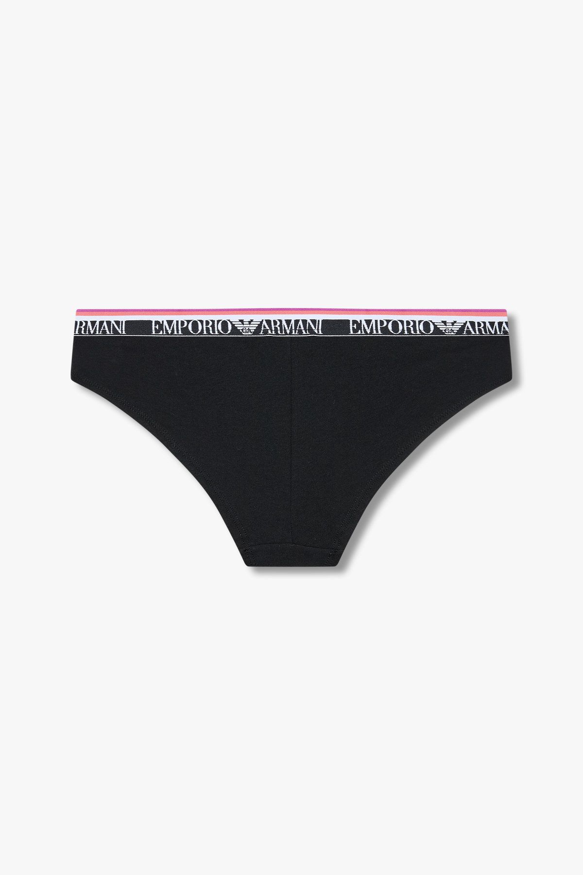 엠포리오 아르마니 언더웨어(EMPORIO ARMANI UNDERWEAR) 여성 스트라이프 밴딩 코튼 치키 팬츠_블랙 0825112525