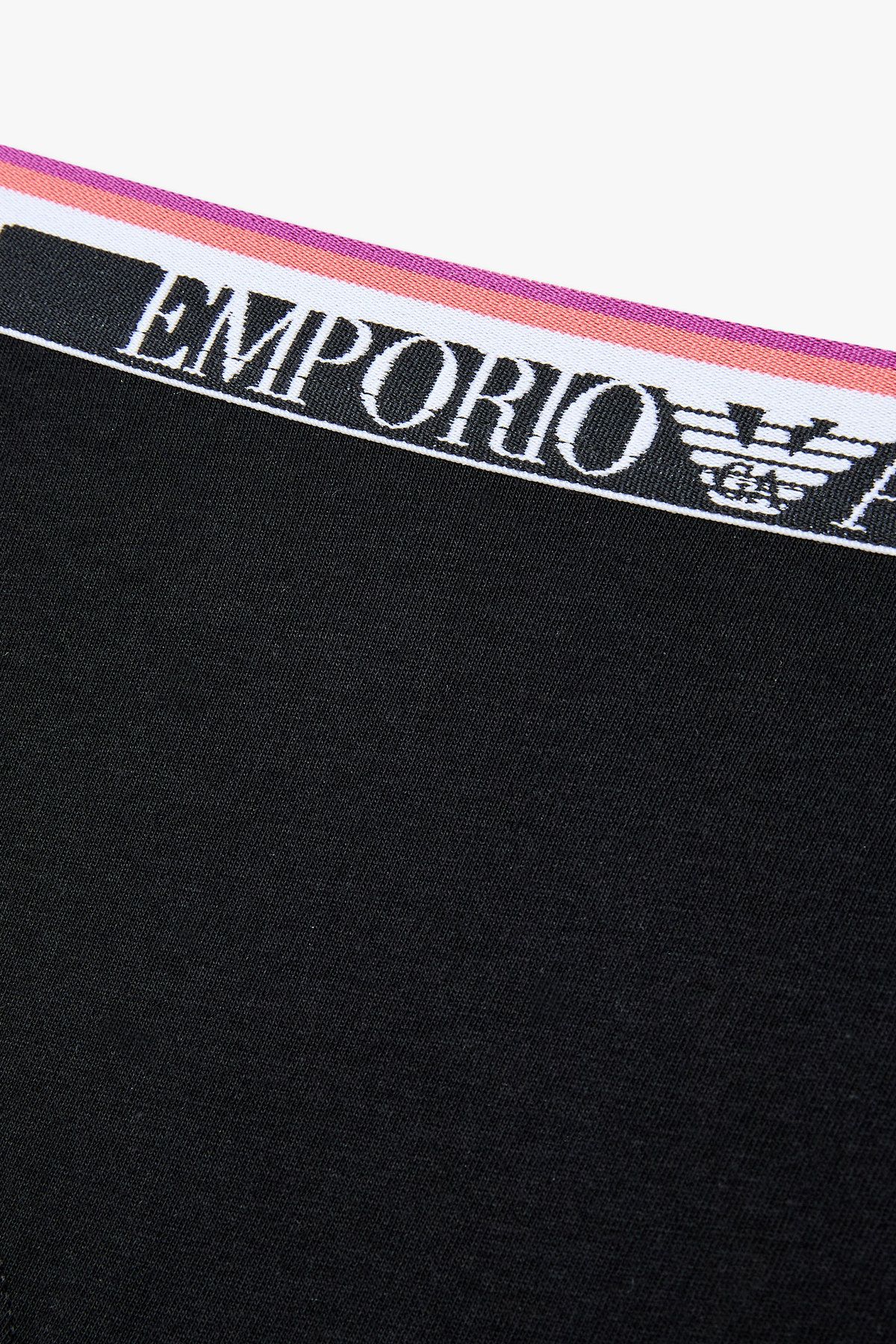 엠포리오 아르마니 언더웨어(EMPORIO ARMANI UNDERWEAR) 여성 스트라이프 밴딩 코튼 치키 팬츠_블랙 0825112525