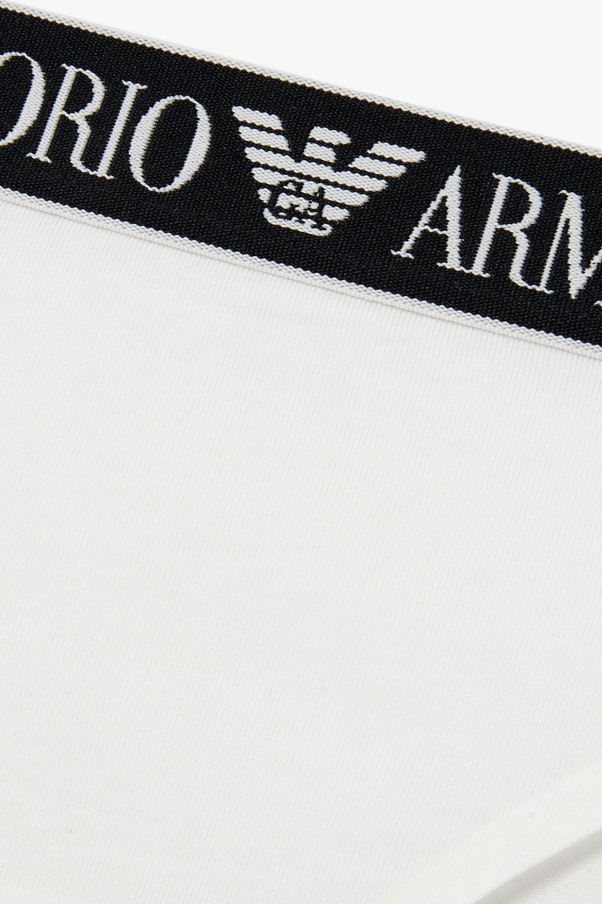 엠포리오 아르마니 언더웨어(EMPORIO ARMANI UNDERWEAR) 여성 라인 밴딩 코튼 브라질리언 브리프_화이트 0825111518