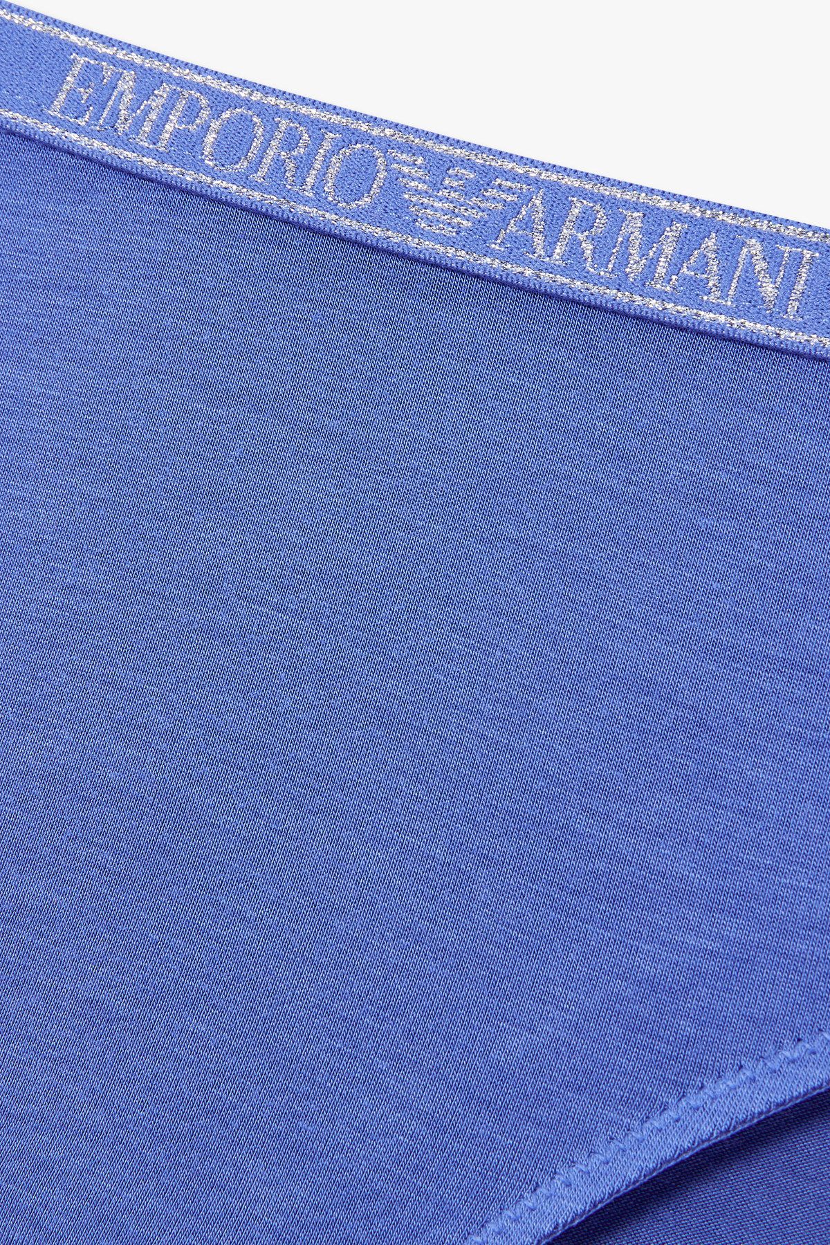 엠포리오 아르마니 언더웨어(EMPORIO ARMANI UNDERWEAR) 여성 메탈릭 로고 밴딩 레이온 브리프_로얄 블루 0825111535