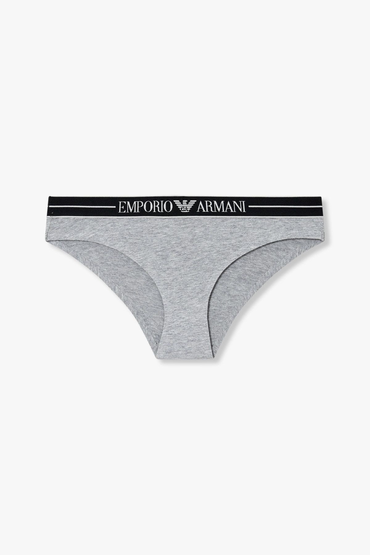 엠포리오 아르마니 언더웨어(EMPORIO ARMANI UNDERWEAR) 여성 라인 로고 밴딩 코튼 브리프_멜란지 그레이 0825111516