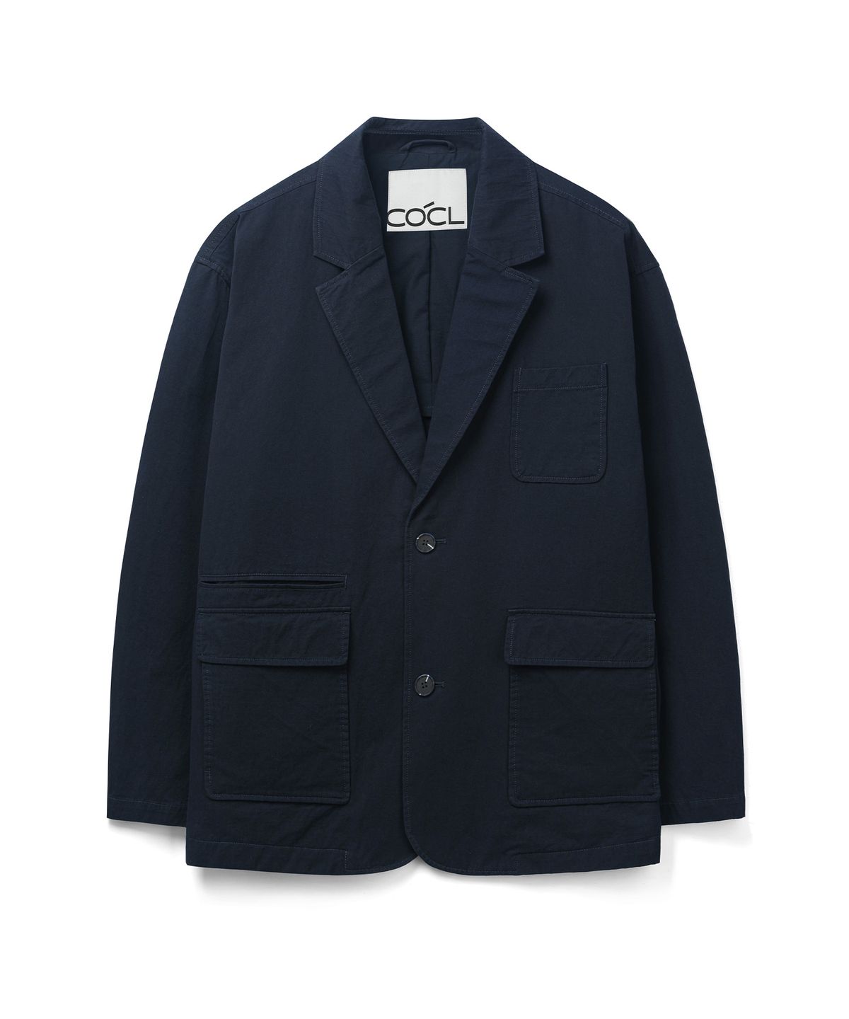 커스텀어클락(COSTUME O’CLOCK) 코튼 루즈핏 워시드 블레이저 네이비 COOSJK039NAVY