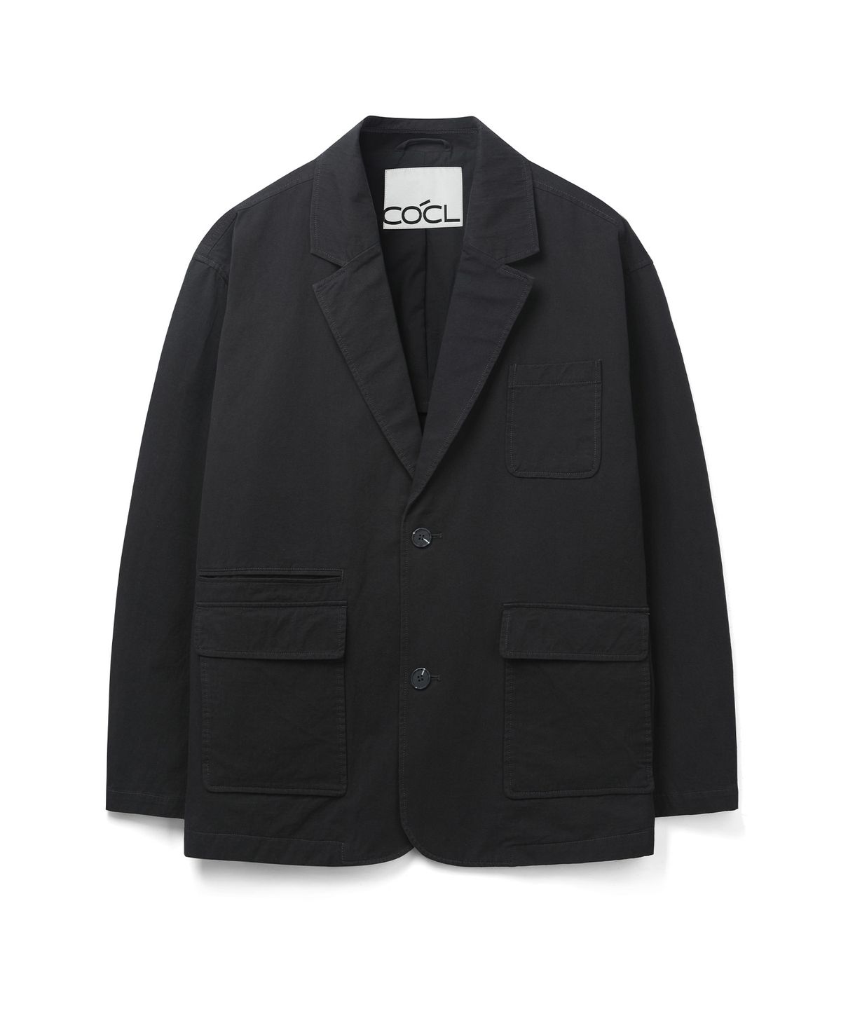 커스텀어클락(COSTUME O’CLOCK) 코튼 루즈핏 워시드 블레이저 블랙 COOSJK039BLACK