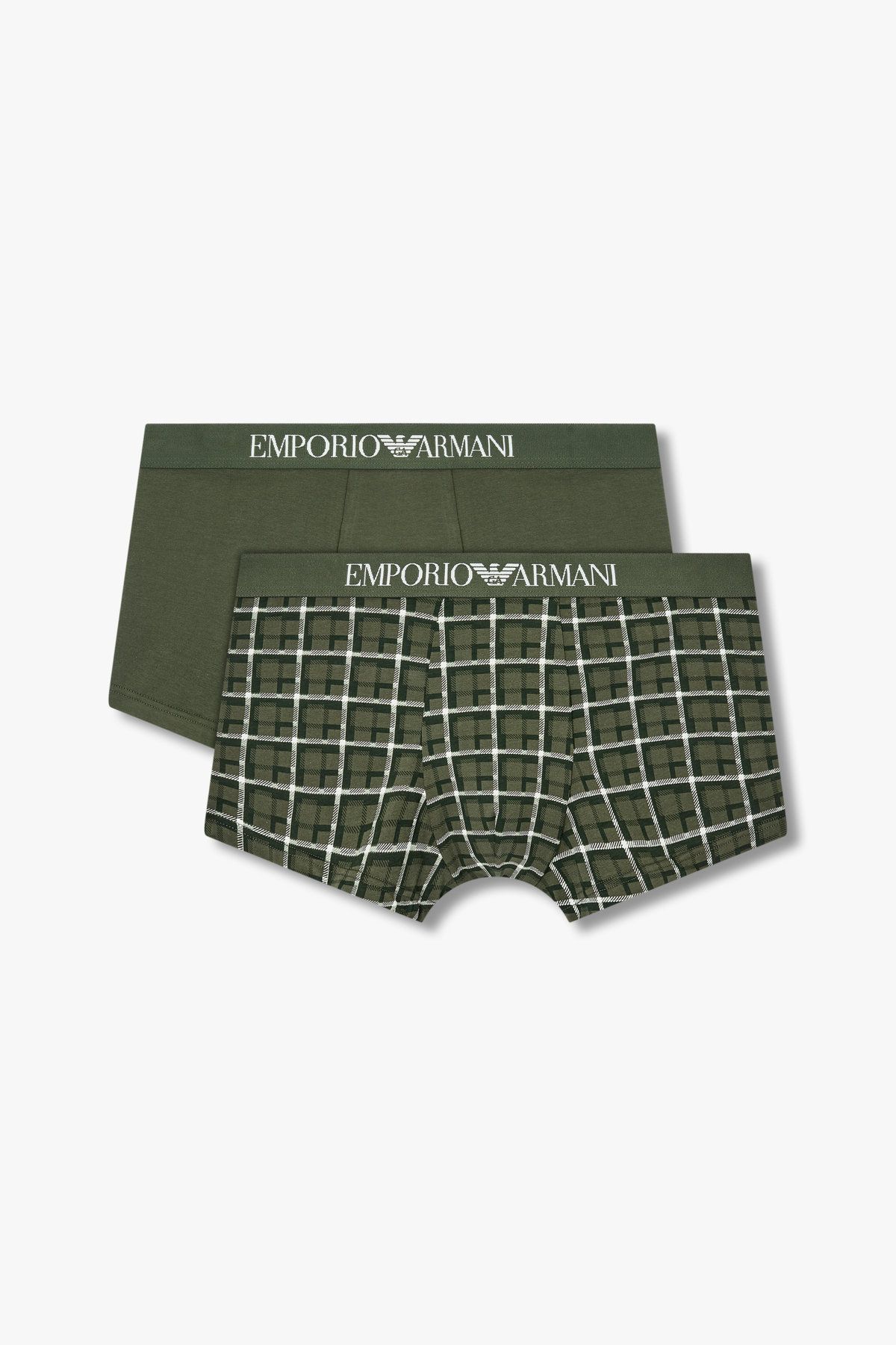 엠포리오 아르마니 언더웨어(EMPORIO ARMANI UNDERWEAR) 남성 패턴 앤 솔리드 코튼 드로즈 2PACK_그린 08M5161005
