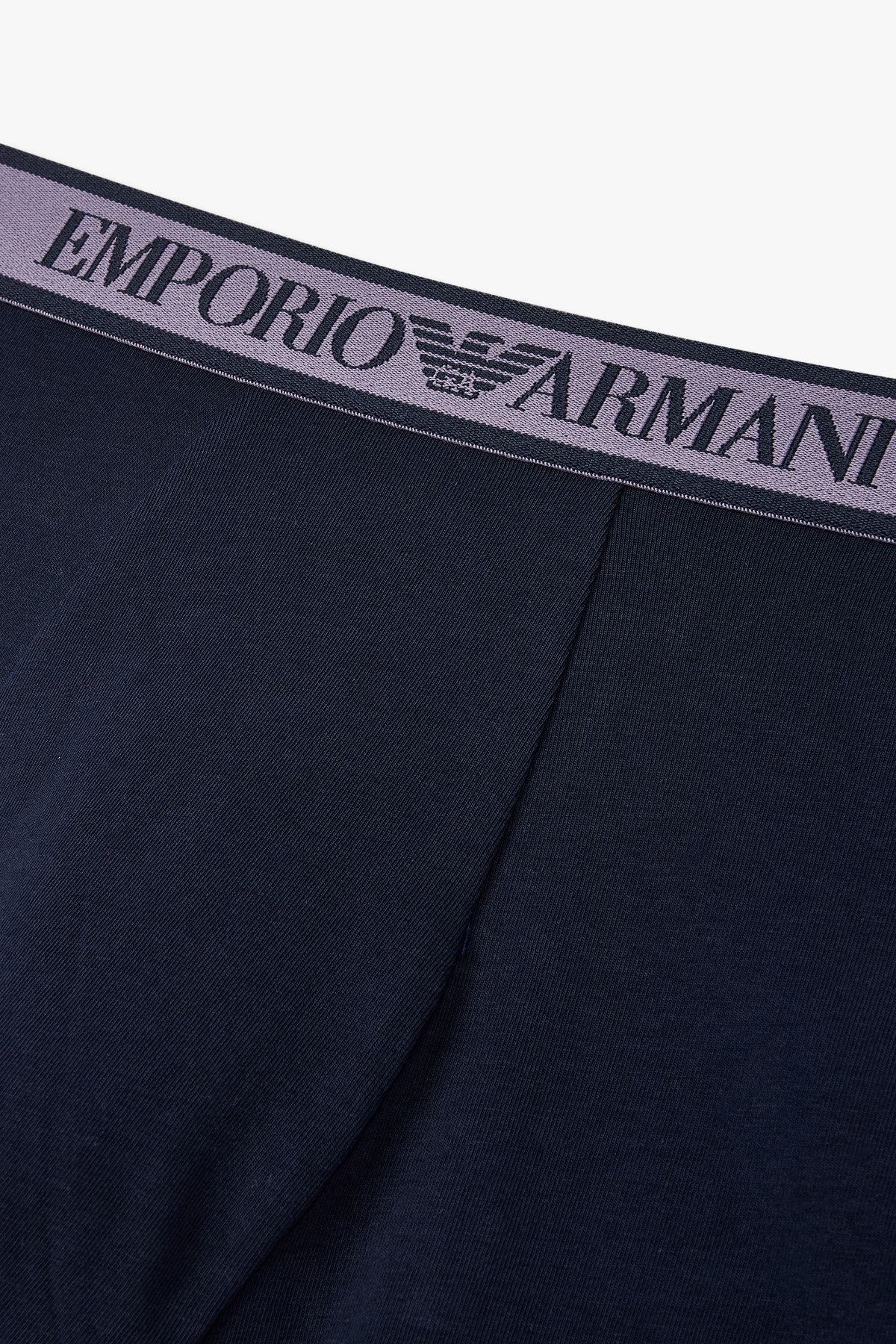 엠포리오 아르마니 언더웨어(EMPORIO ARMANI UNDERWEAR) 남성 라인 로고 밴딩 코튼 롱 드로즈_블루 0815112081