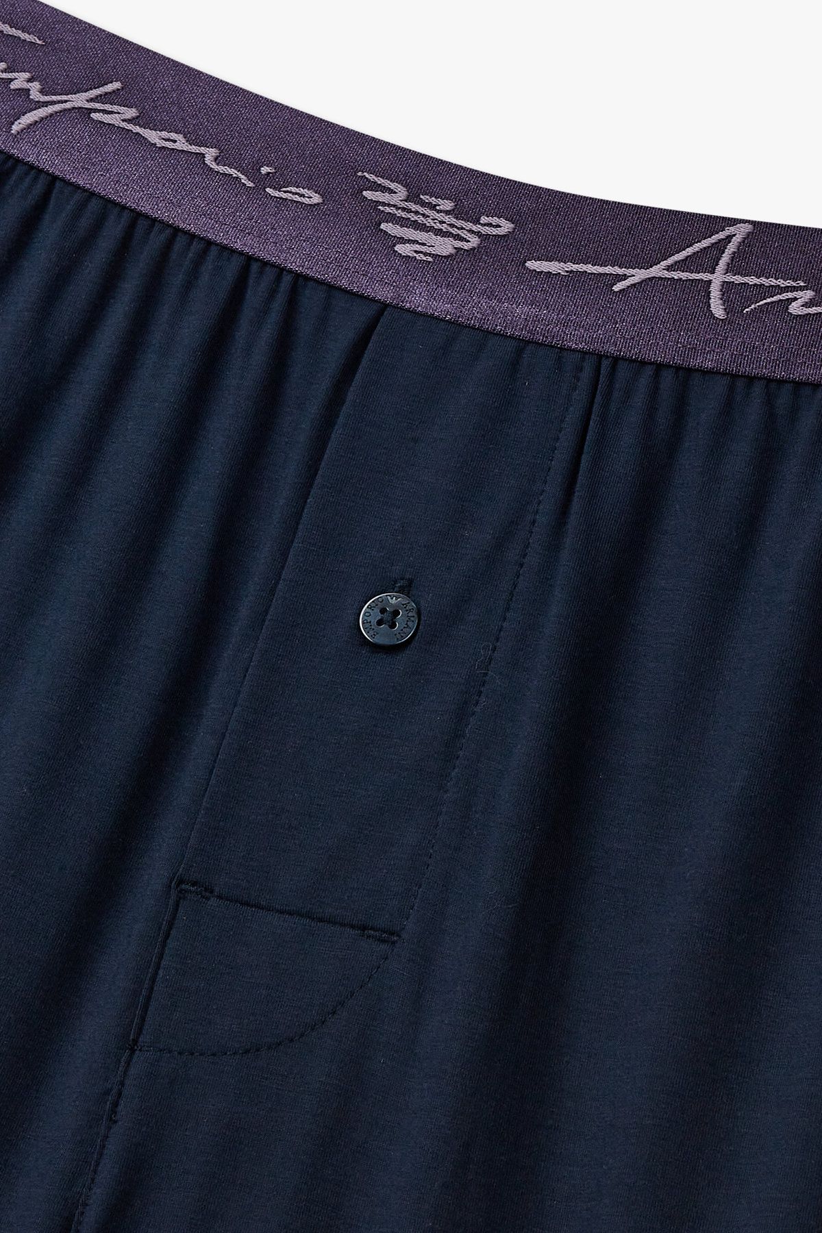 엠포리오 아르마니 언더웨어(EMPORIO ARMANI UNDERWEAR) 남성 로고 자수 밴딩 레이온 트렁크_블루 0815112091