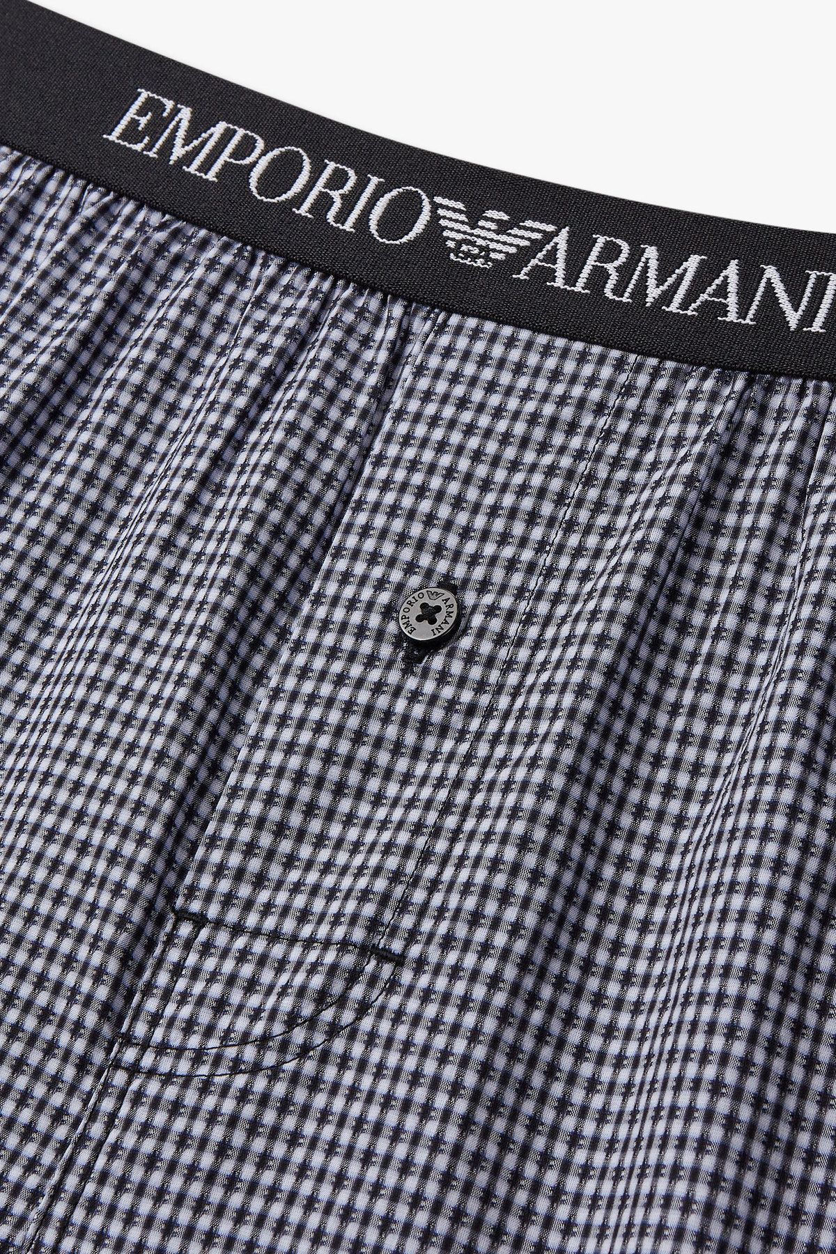 엠포리오 아르마니 언더웨어(EMPORIO ARMANI UNDERWEAR) 남성 로고 밴딩 패턴드 트렁크_다크 블루 0815112096