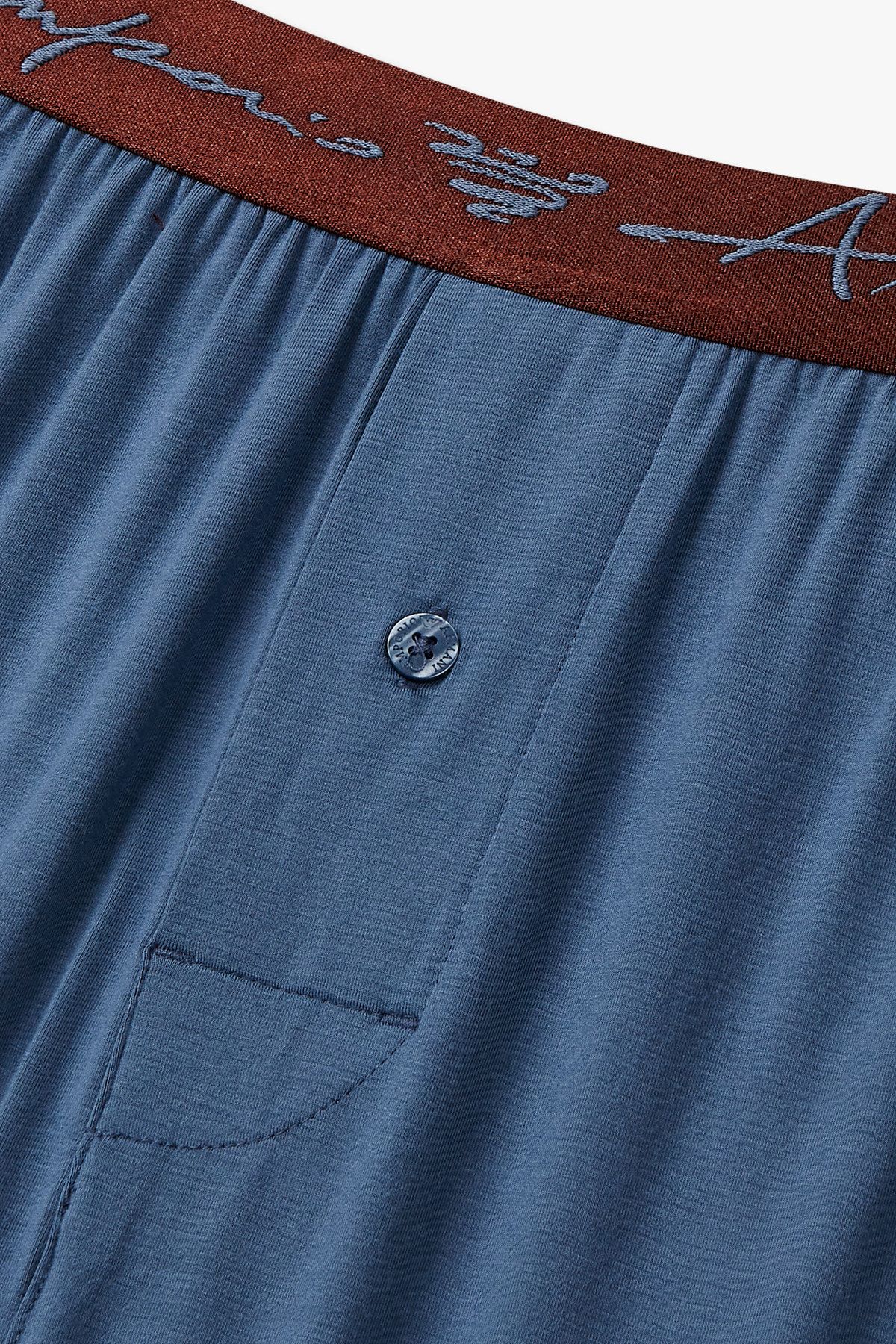 엠포리오 아르마니 언더웨어(EMPORIO ARMANI UNDERWEAR) 남성 로고 자수 밴딩 레이온 트렁크_인디고 0815112090
