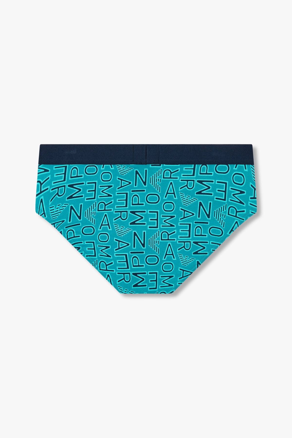 엠포리오 아르마니 언더웨어(EMPORIO ARMANI UNDERWEAR) 남성 로고 밴딩 패턴드 폴리 브리프_터콰이즈 0815111029