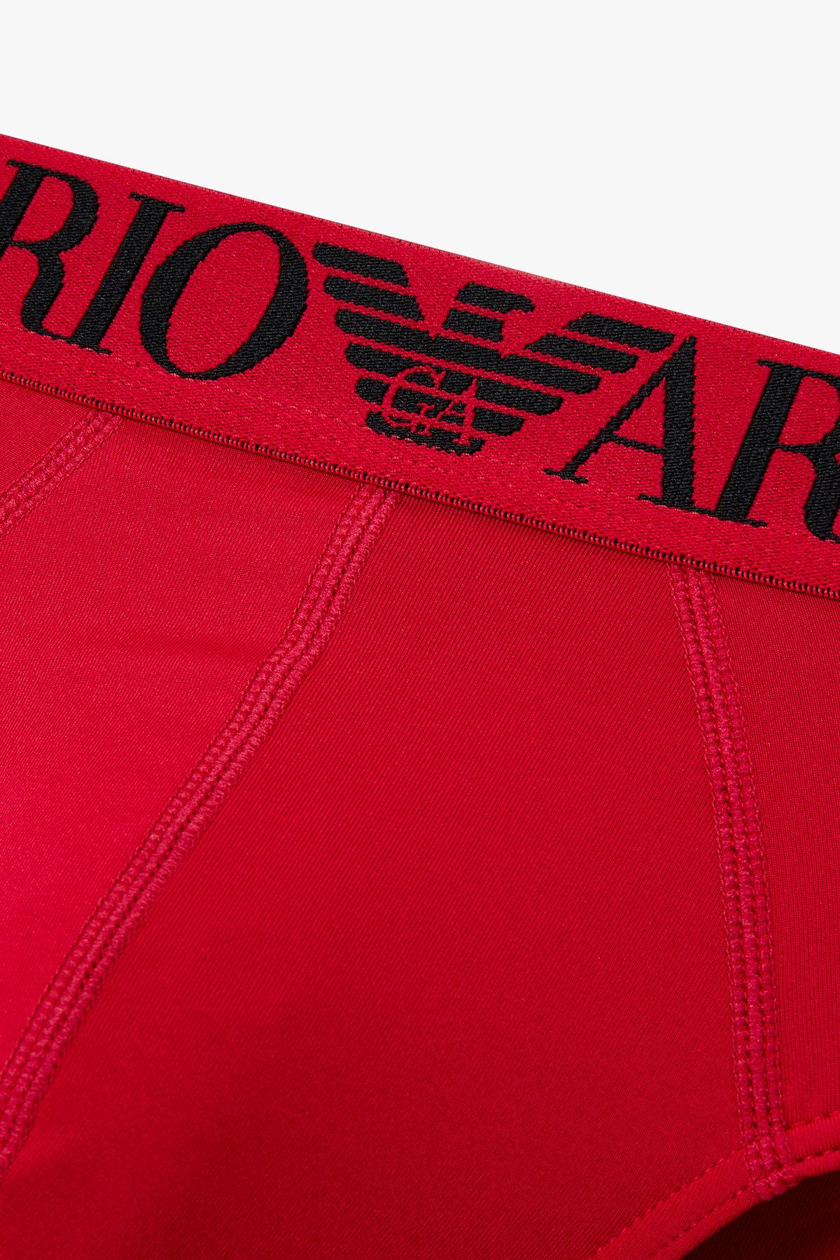 엠포리오 아르마니 언더웨어(EMPORIO ARMANI UNDERWEAR) 남성 로고 밴딩 솔리드 폴리 브리프_레드 0815111030