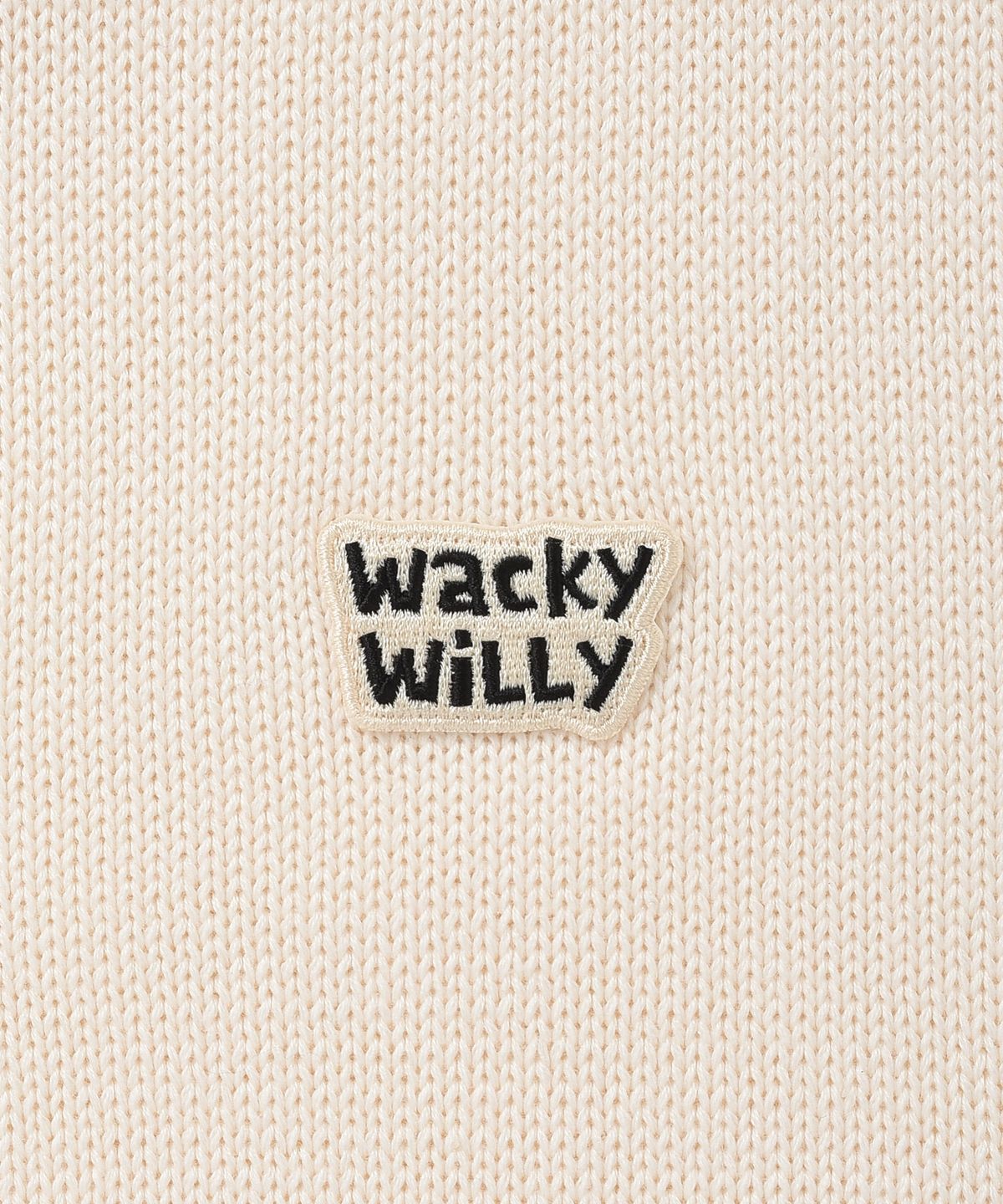 와키윌리(WACKY WILLY) 슬리브리스 로고 풀오버 니트 크림
