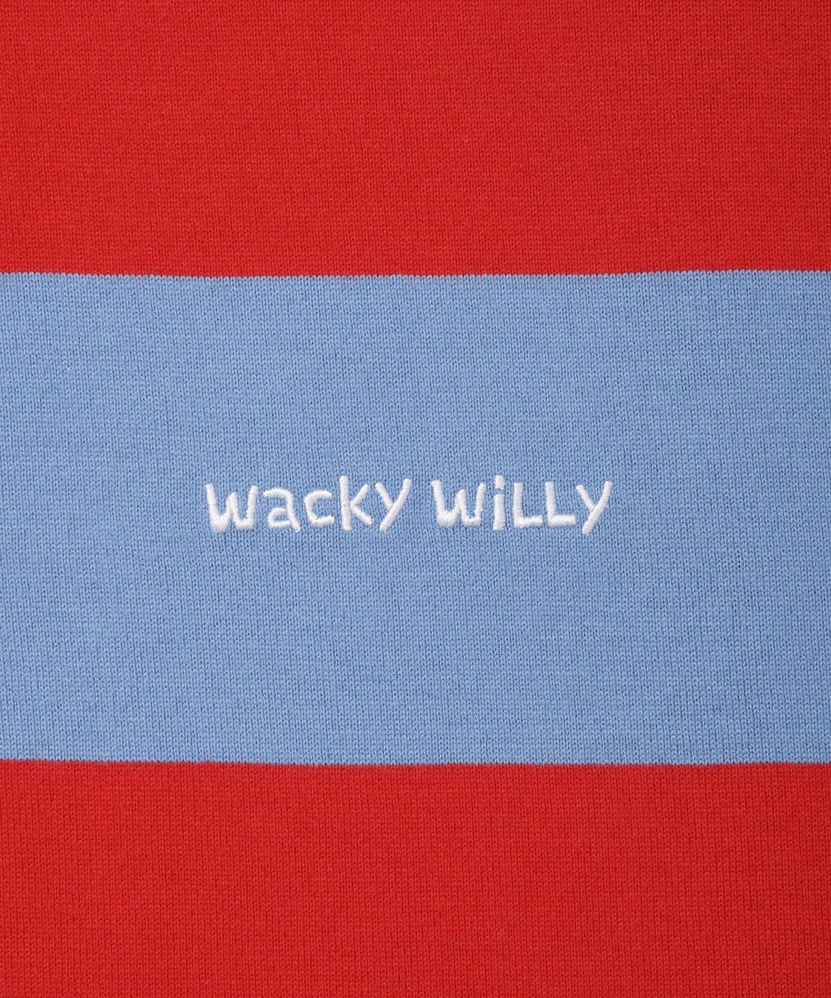 와키윌리(WACKY WILLY) 스트라이프 카라 롱슬리브 티셔츠 네이비