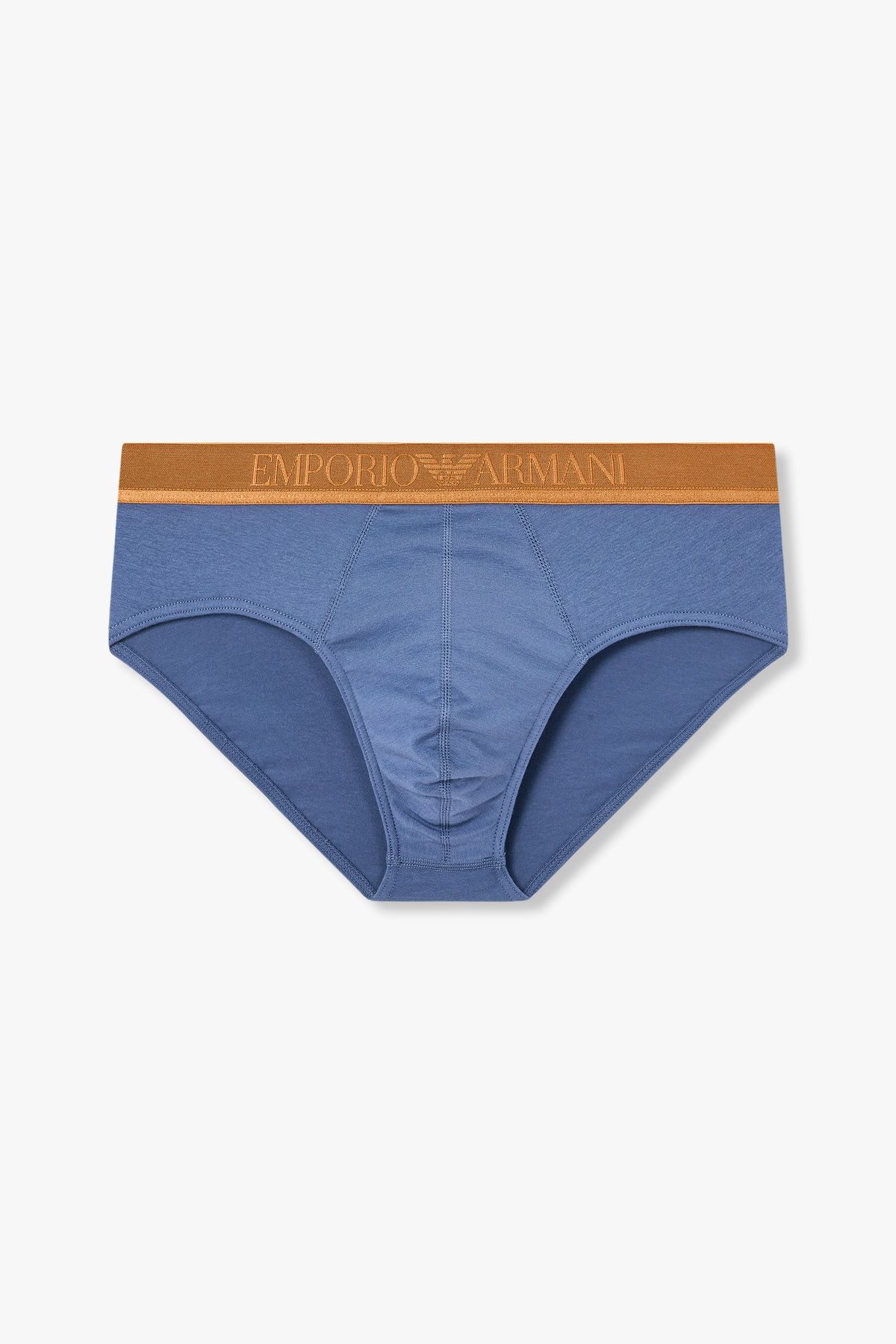 엠포리오 아르마니 언더웨어(EMPORIO ARMANI UNDERWEAR) 남성 글로시 로고 밴딩 코튼 브리프_인디고 0815111308