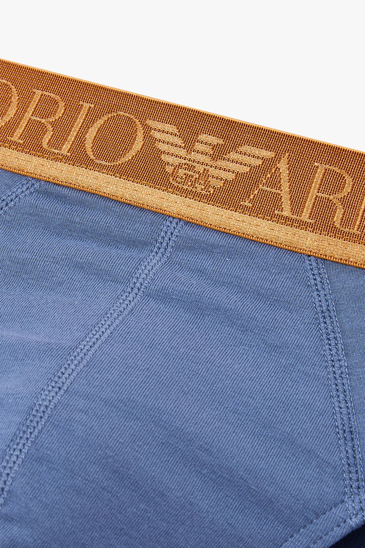 엠포리오 아르마니 언더웨어(EMPORIO ARMANI UNDERWEAR) 남성 글로시 로고 밴딩 코튼 브리프_인디고 0815111308