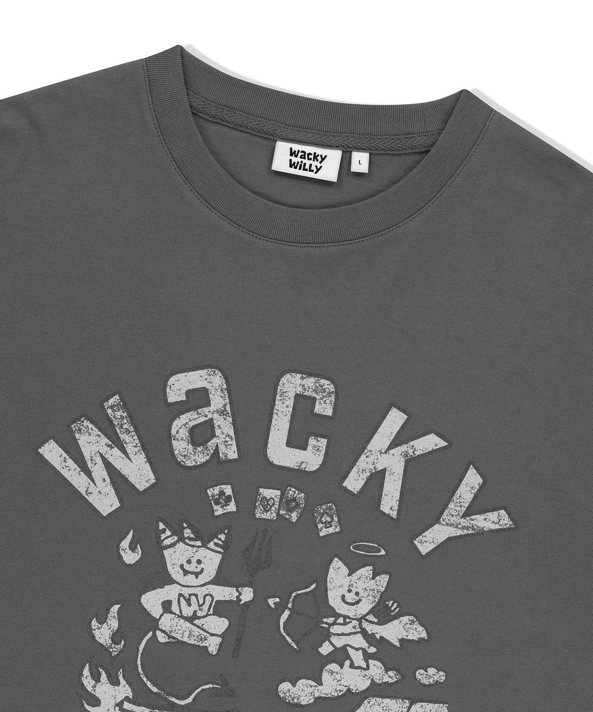 와키윌리(WACKY WILLY) 그래픽 레이어드 롱슬리브 차콜