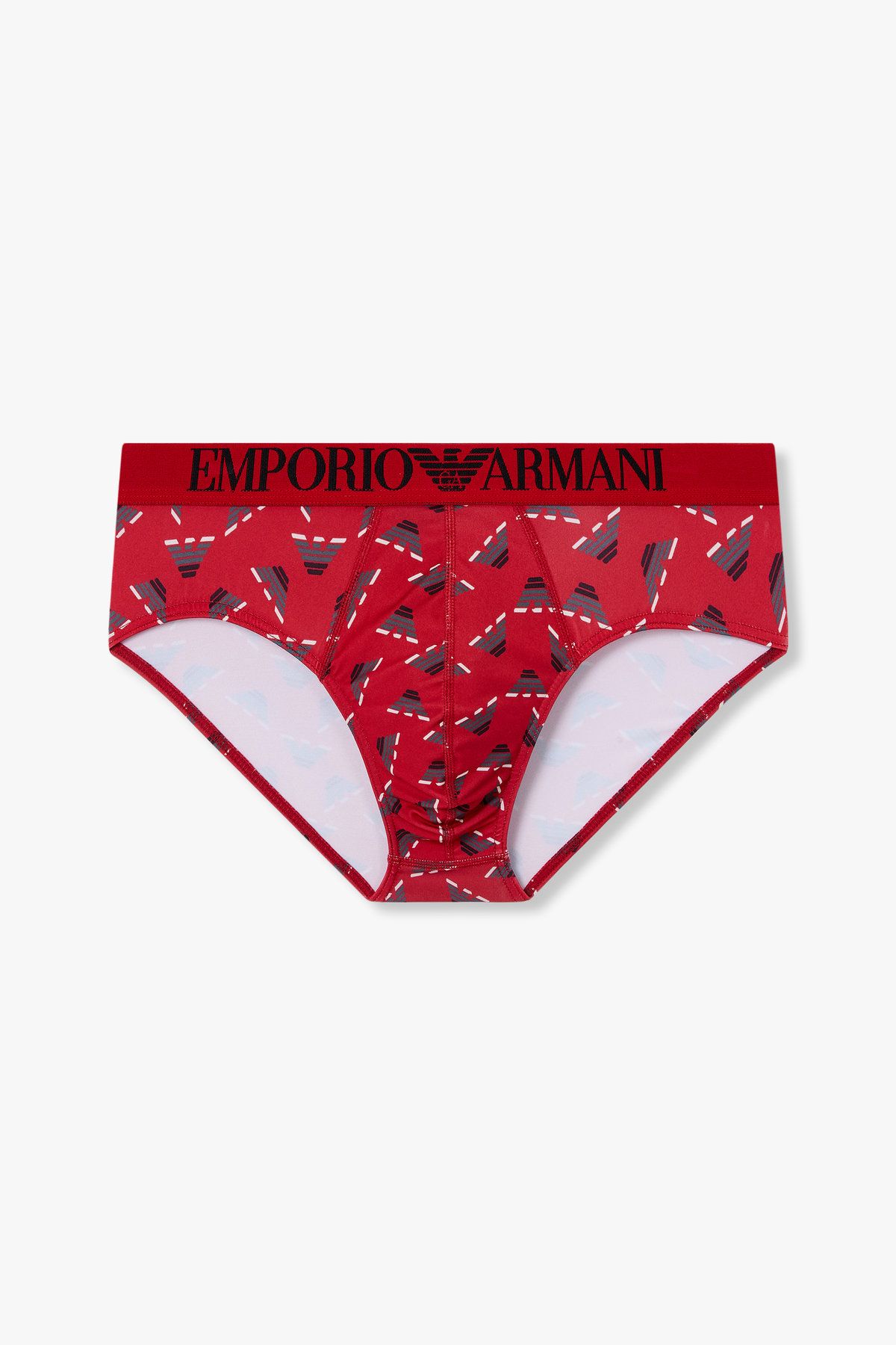 엠포리오 아르마니 언더웨어(EMPORIO ARMANI UNDERWEAR) 남성 로고 밴딩 패턴드 폴리 브리프_레드 0815111027
