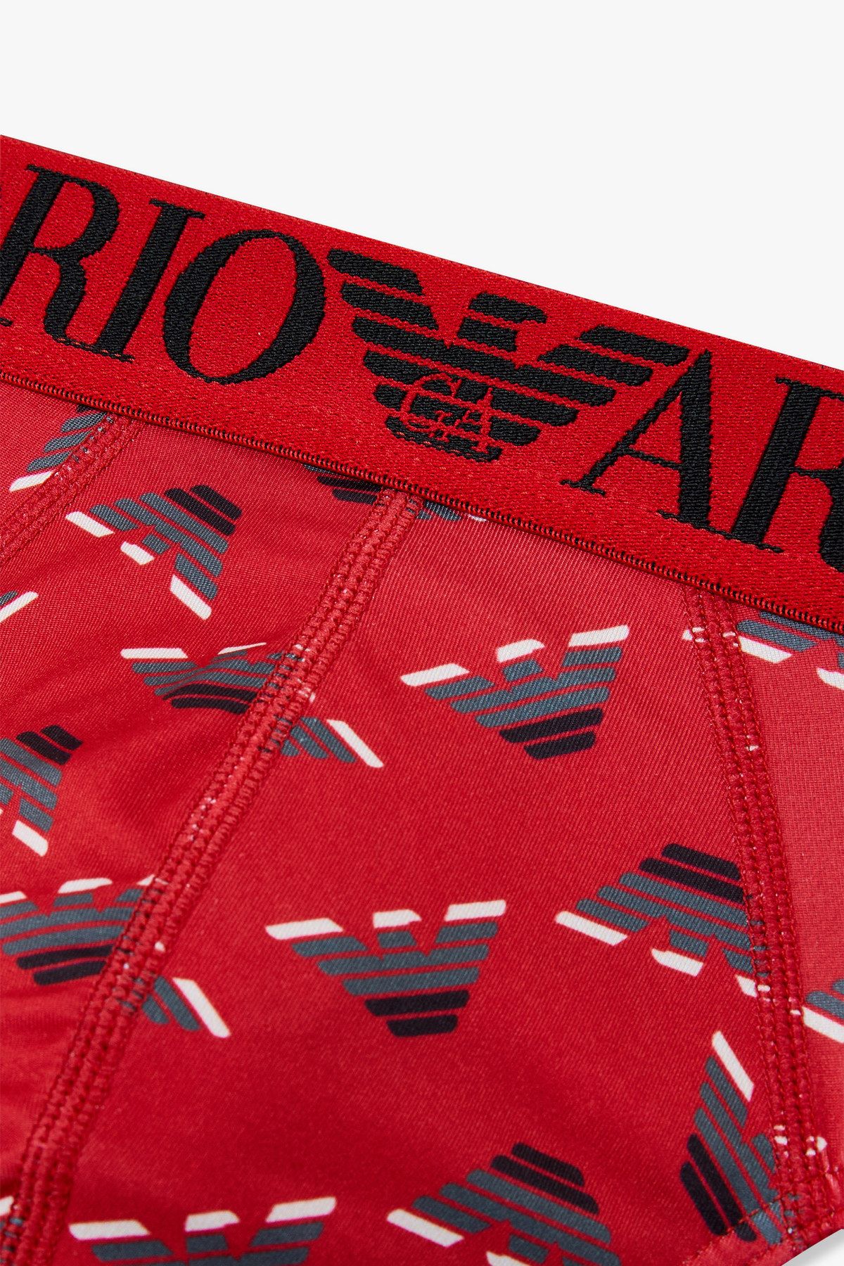 엠포리오 아르마니 언더웨어(EMPORIO ARMANI UNDERWEAR) 남성 로고 밴딩 패턴드 폴리 브리프_레드 0815111027