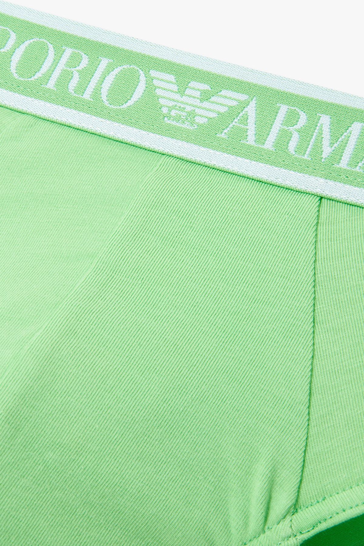 엠포리오 아르마니 언더웨어(EMPORIO ARMANI UNDERWEAR) 남성 프레임 로고 밴딩 코튼 브리프_라이트 그린 0815111302