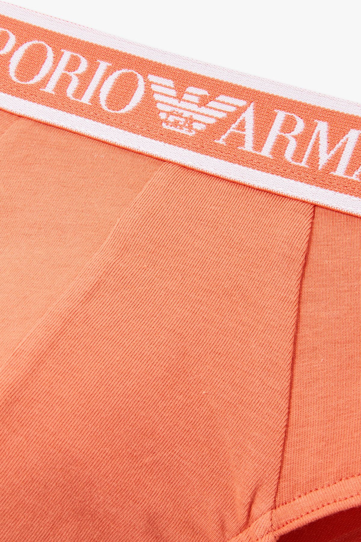 엠포리오 아르마니 언더웨어(EMPORIO ARMANI UNDERWEAR) 남성 프레임 로고 밴딩 코튼 브리프_오렌지 0815111303