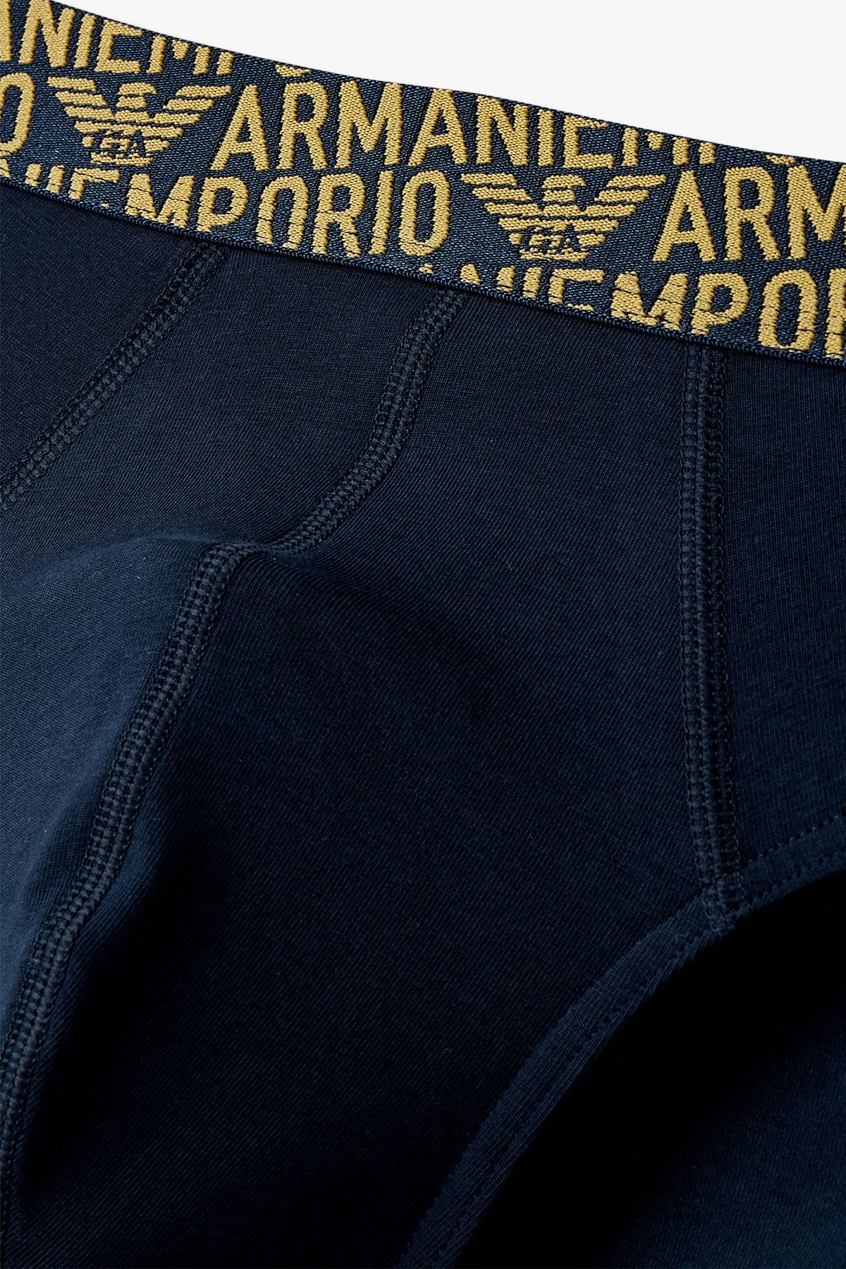 엠포리오 아르마니 언더웨어(EMPORIO ARMANI UNDERWEAR) 남성 로고 패턴 자카드 밴딩 브리프_마린 0814311049