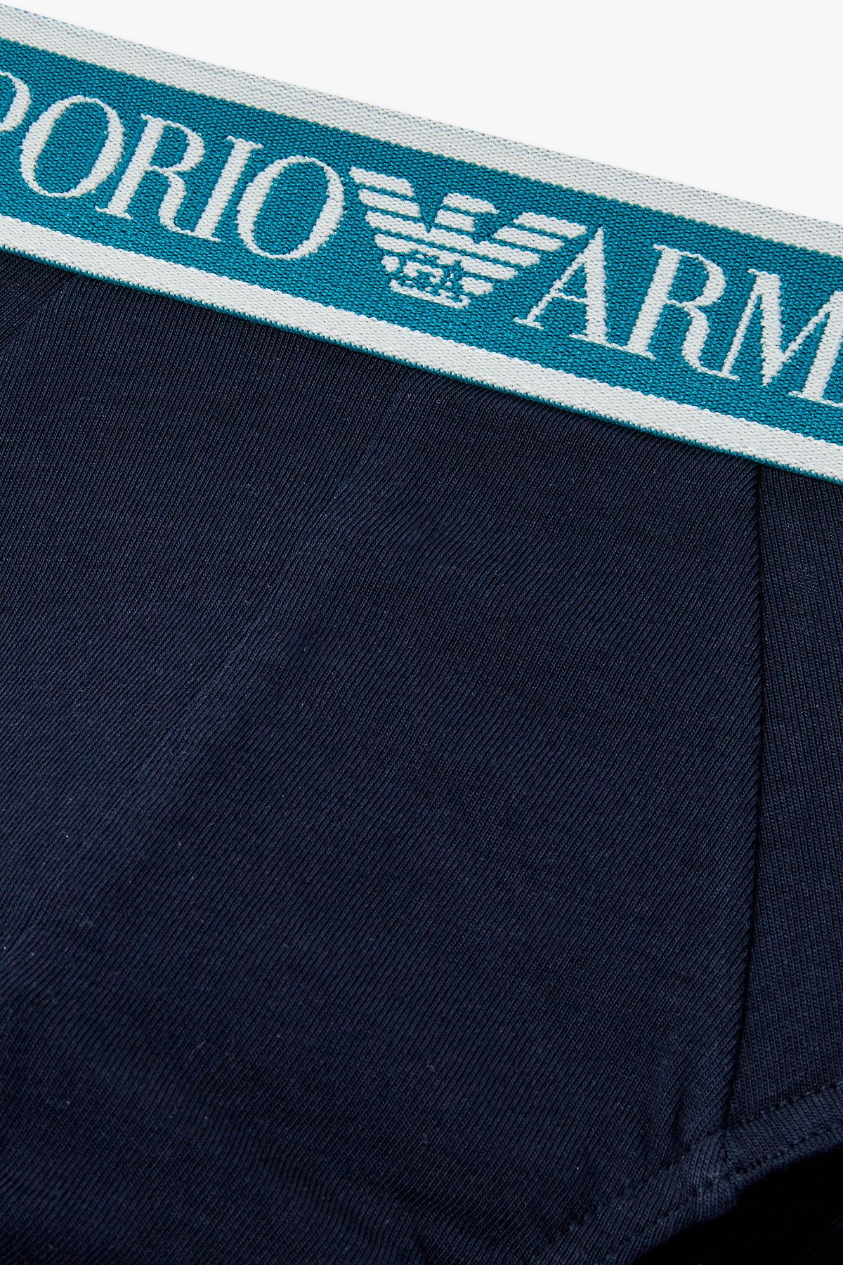 엠포리오 아르마니 언더웨어(EMPORIO ARMANI UNDERWEAR) 남성 라인 로고 밴딩 코튼 브리프_블루 0815111306