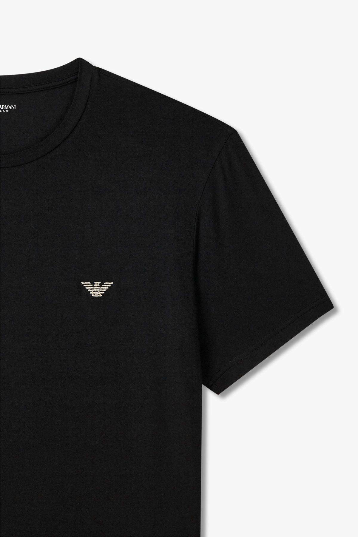 엠포리오 아르마니 언더웨어(EMPORIO ARMANI UNDERWEAR) 남성 숏 슬리브 레이온 라운지 티셔츠_블랙 0815114007