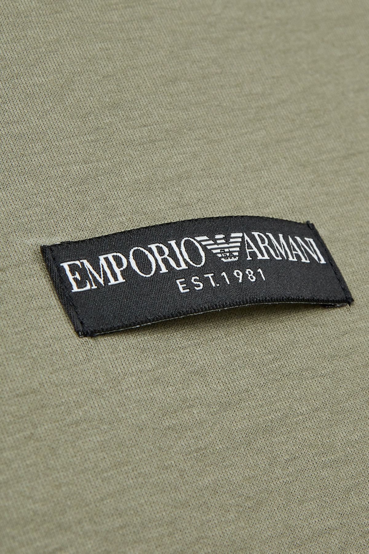 엠포리오 아르마니 언더웨어(EMPORIO ARMANI UNDERWEAR) 남성 로고 라벨 코튼 라운지 티셔츠_카무플라주 그린 0815134004