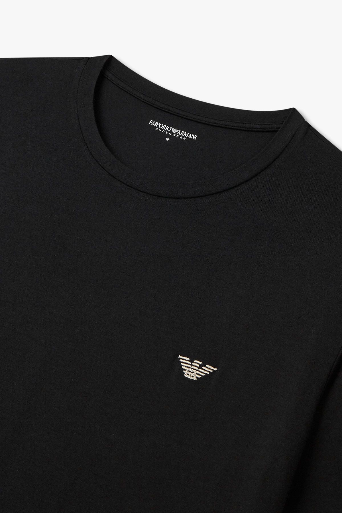 엠포리오 아르마니 언더웨어(EMPORIO ARMANI UNDERWEAR) 남성 이글 로고 레이온 라운지 티셔츠_블랙 0815134007