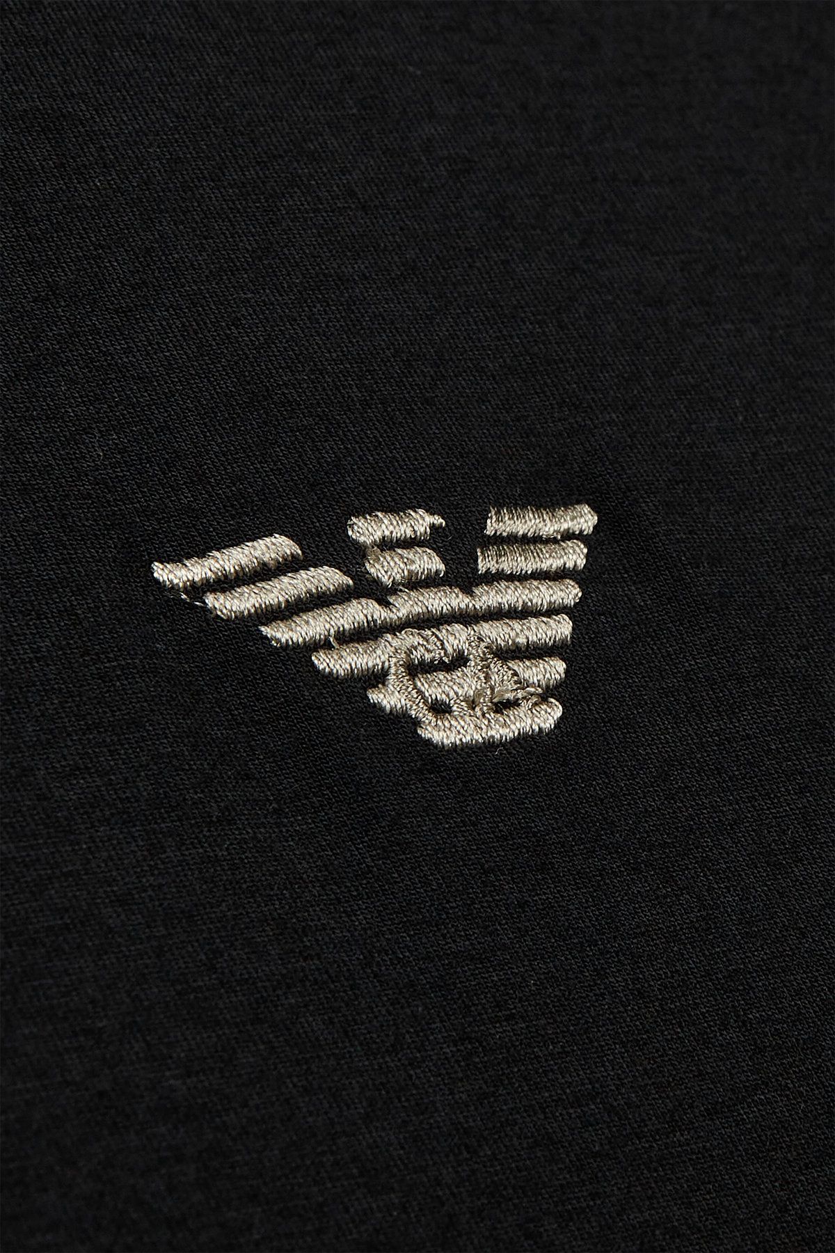 엠포리오 아르마니 언더웨어(EMPORIO ARMANI UNDERWEAR) 남성 이글 로고 레이온 라운지 티셔츠_블랙 0815134007