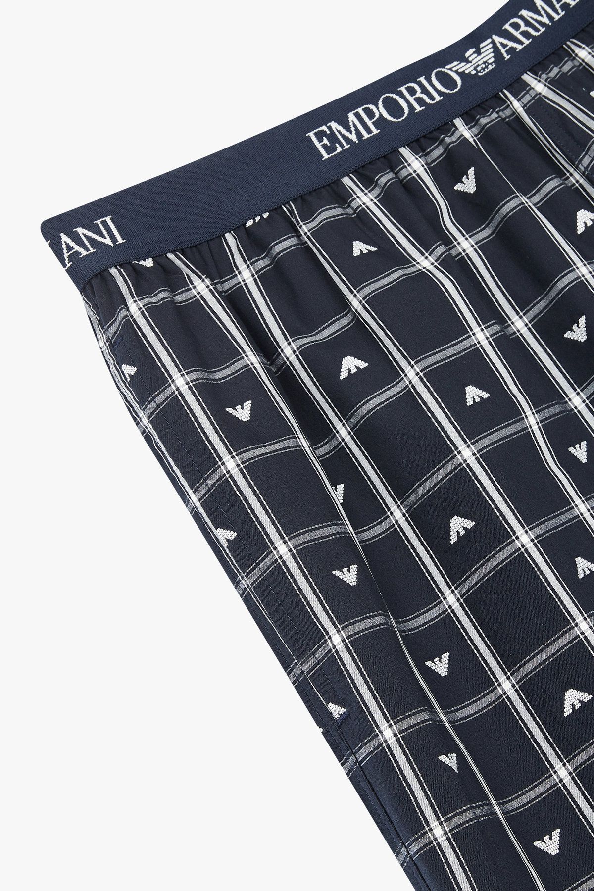엠포리오 아르마니 언더웨어(EMPORIO ARMANI UNDERWEAR) 남성 로고 밴딩 패턴드 라운지 팬츠_다크 네이비 0815132012