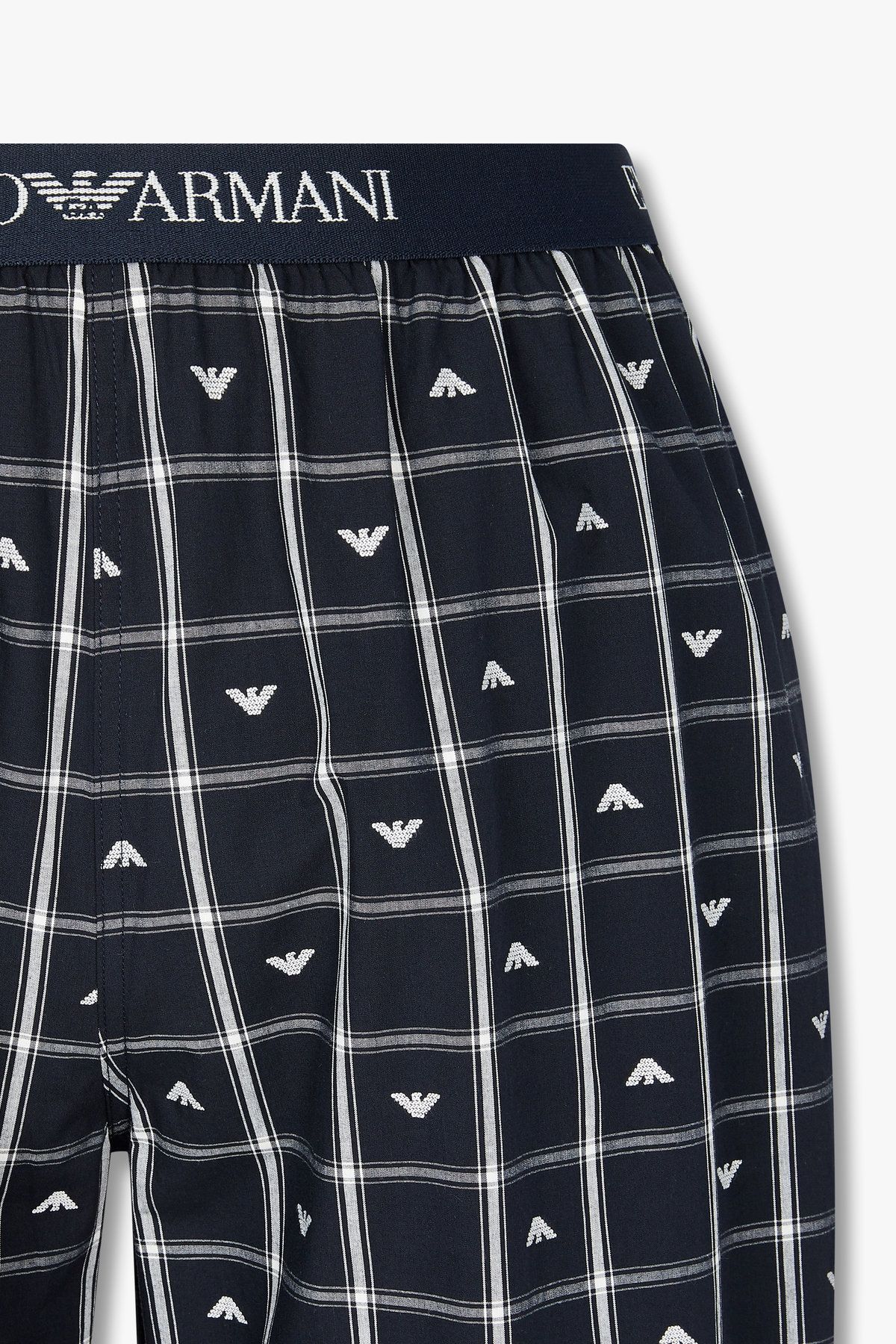 엠포리오 아르마니 언더웨어(EMPORIO ARMANI UNDERWEAR) 남성 로고 밴딩 패턴드 라운지 팬츠_다크 네이비 0815132012