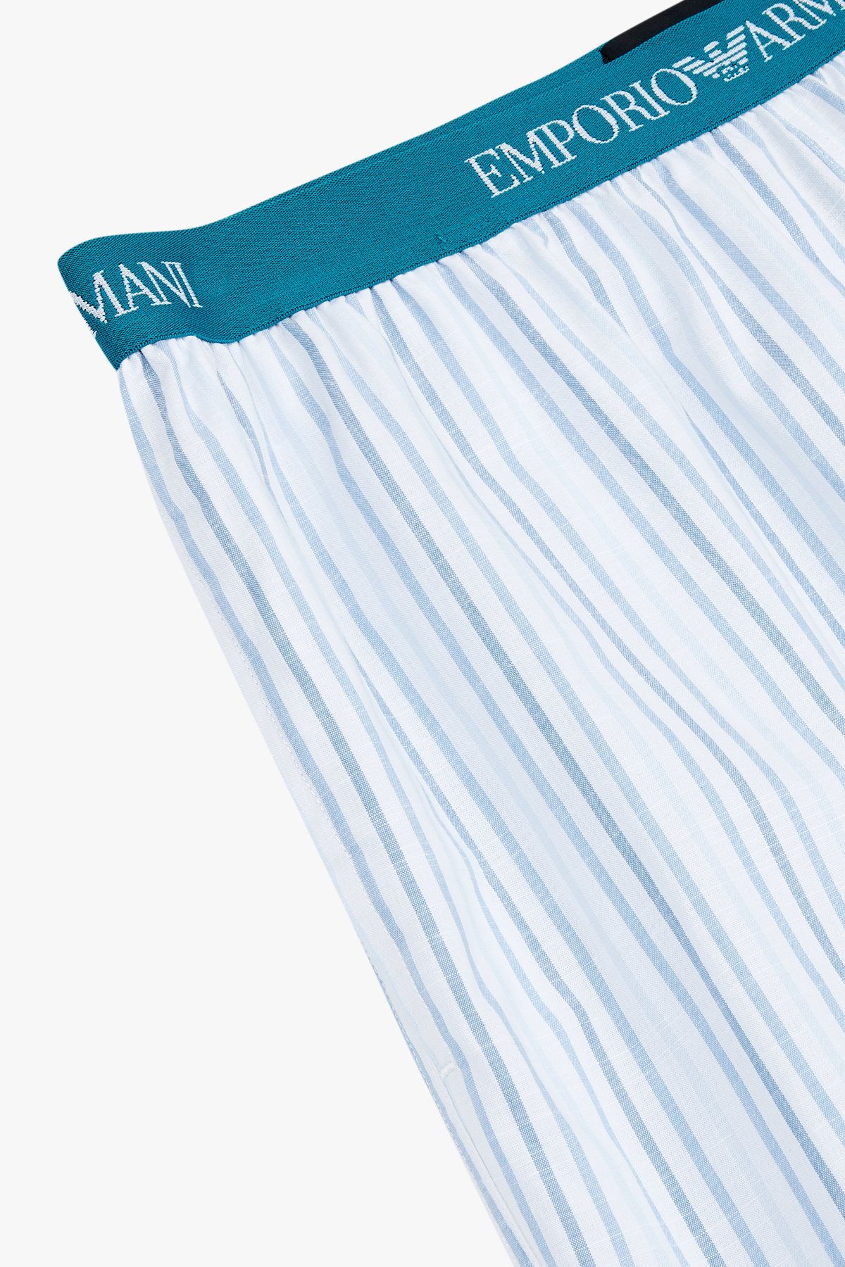 엠포리오 아르마니 언더웨어(EMPORIO ARMANI UNDERWEAR) 남성 로고 밴딩 패턴드 라운지 쇼츠_라이트 블루 0815131018